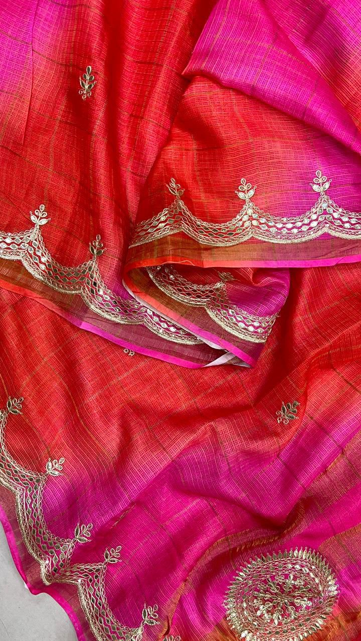Kota Doriya Cotton Saree with Pita Zari Work - View 5