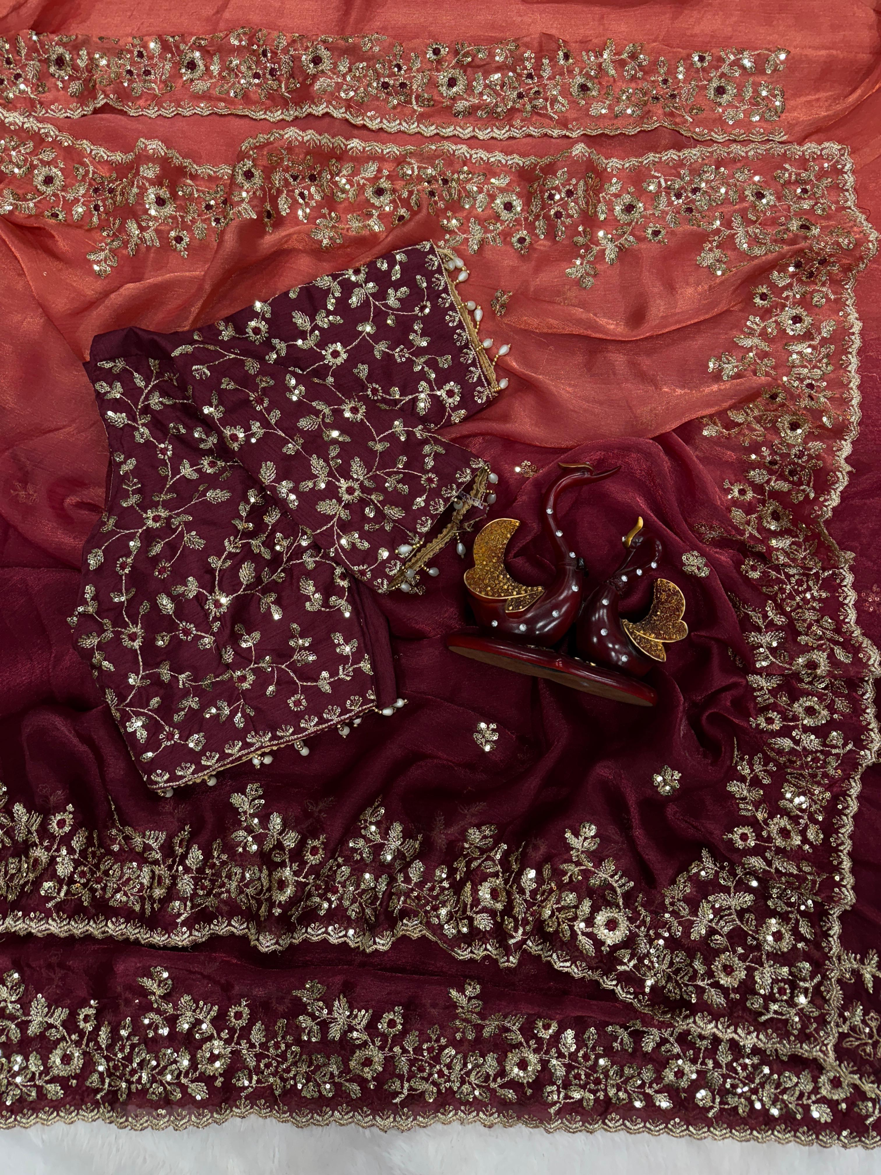 DESIGN NO. 00012 – Shaded Frendy Chiffon Embroidered Saree - View 2