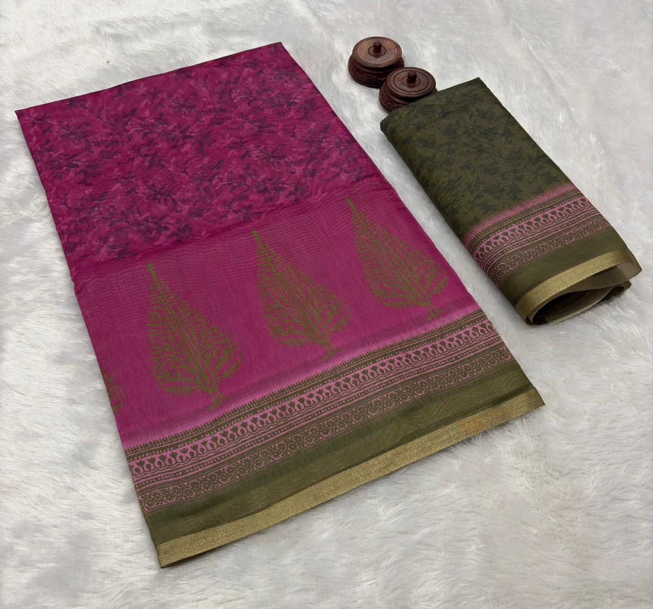 Soft Spun Cotton Slub Saree with Ikat-Style Digital Print - View 7