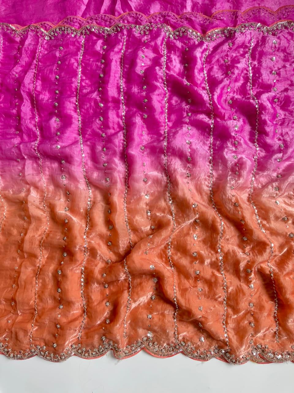 Space Silk Pedding Saree with Beads Work - View 2