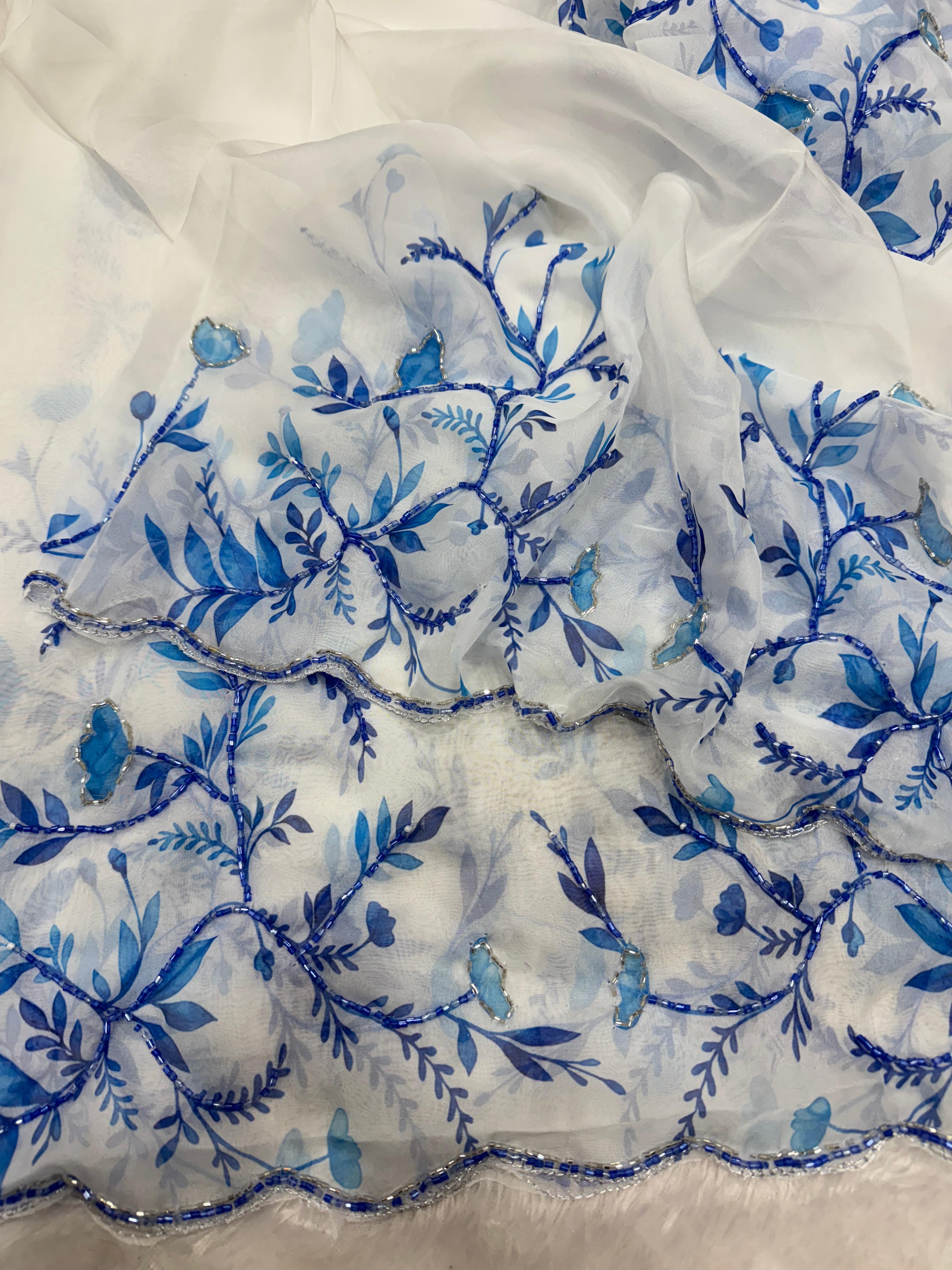 New Trending Floral Handwork Saree Collection - View 3