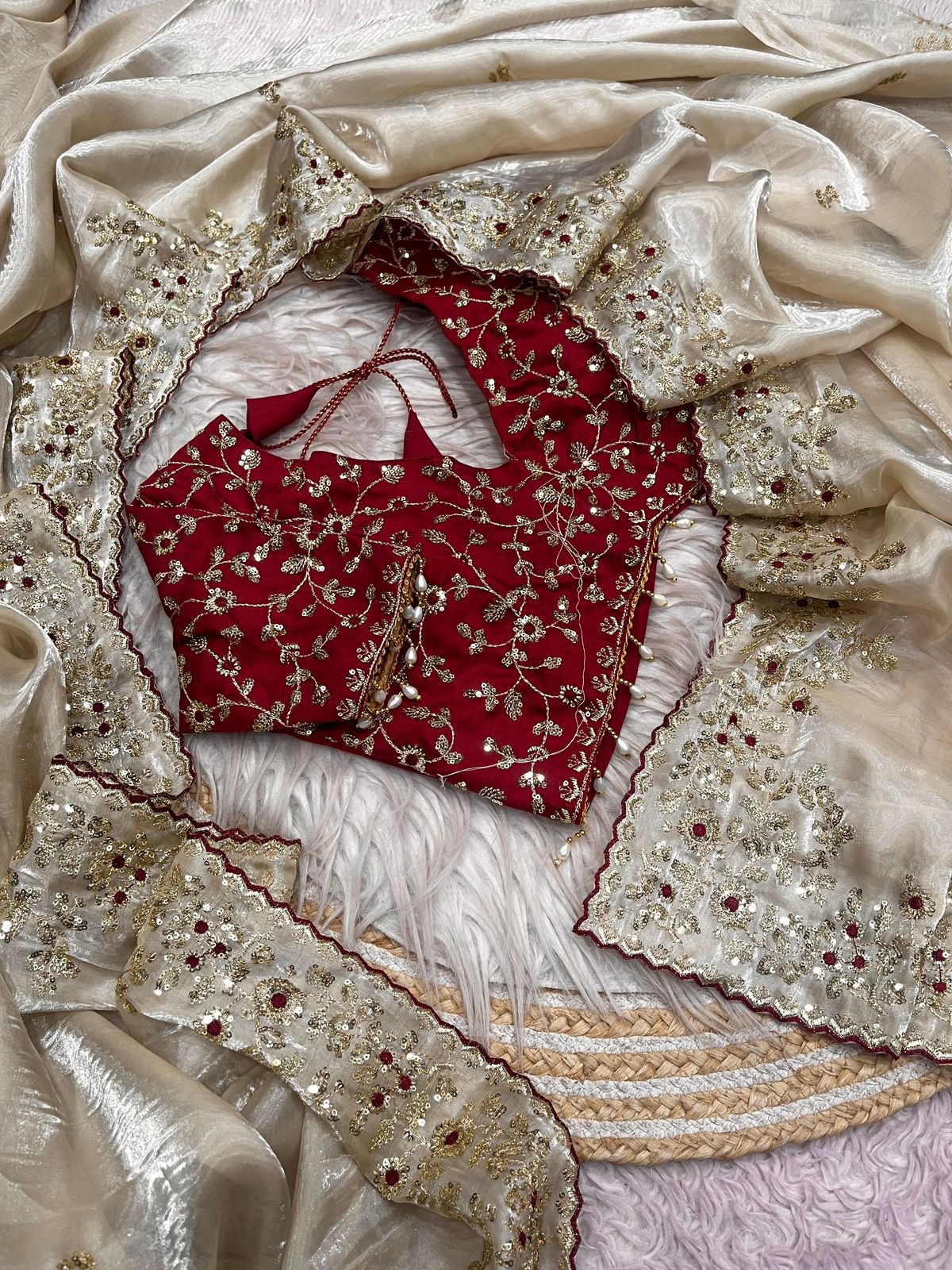 Celebrity Look Jimmy Choo Satin Saree - View 3