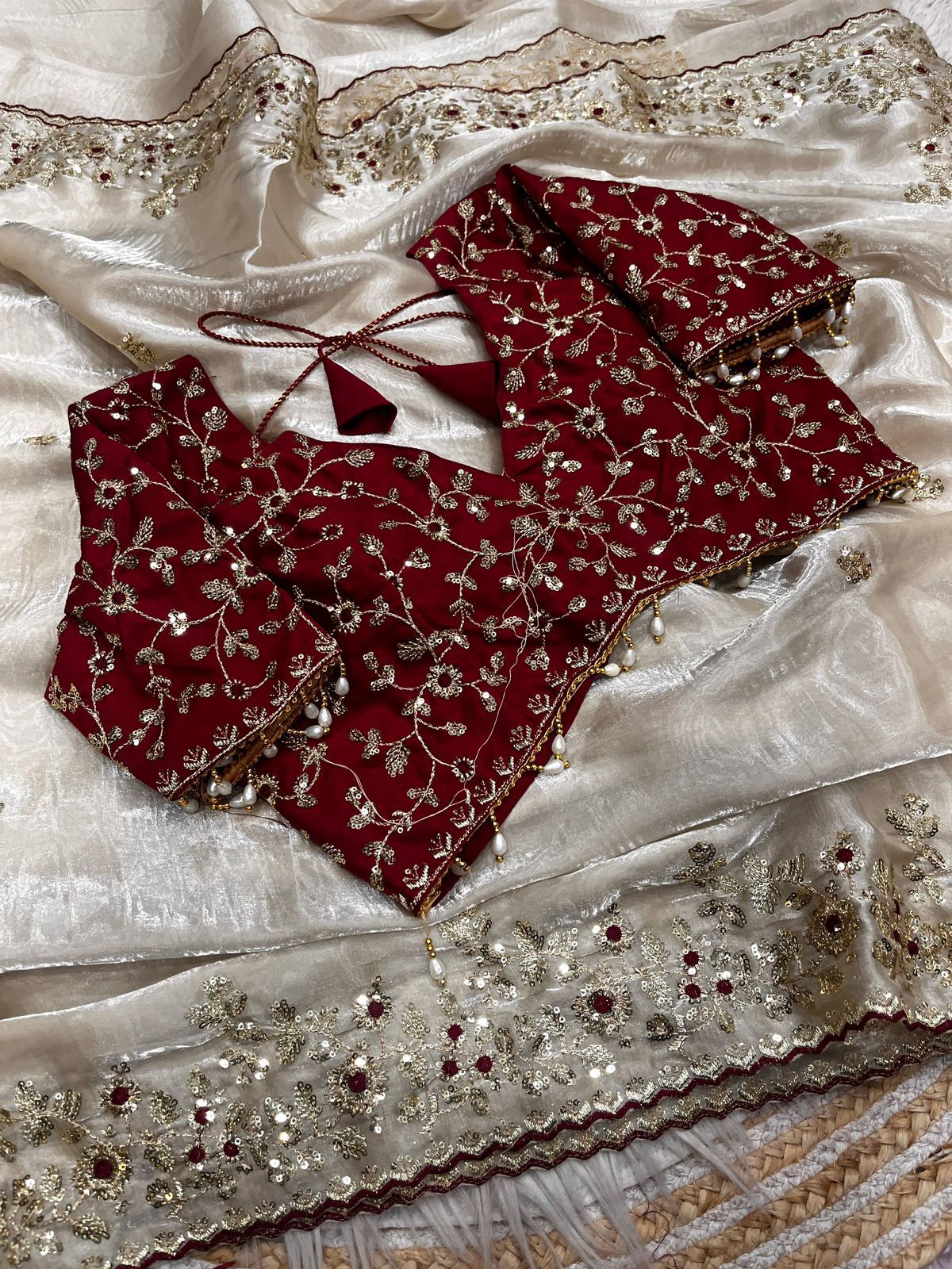 Celebrity Look Jimmy Choo Satin Saree - View 2