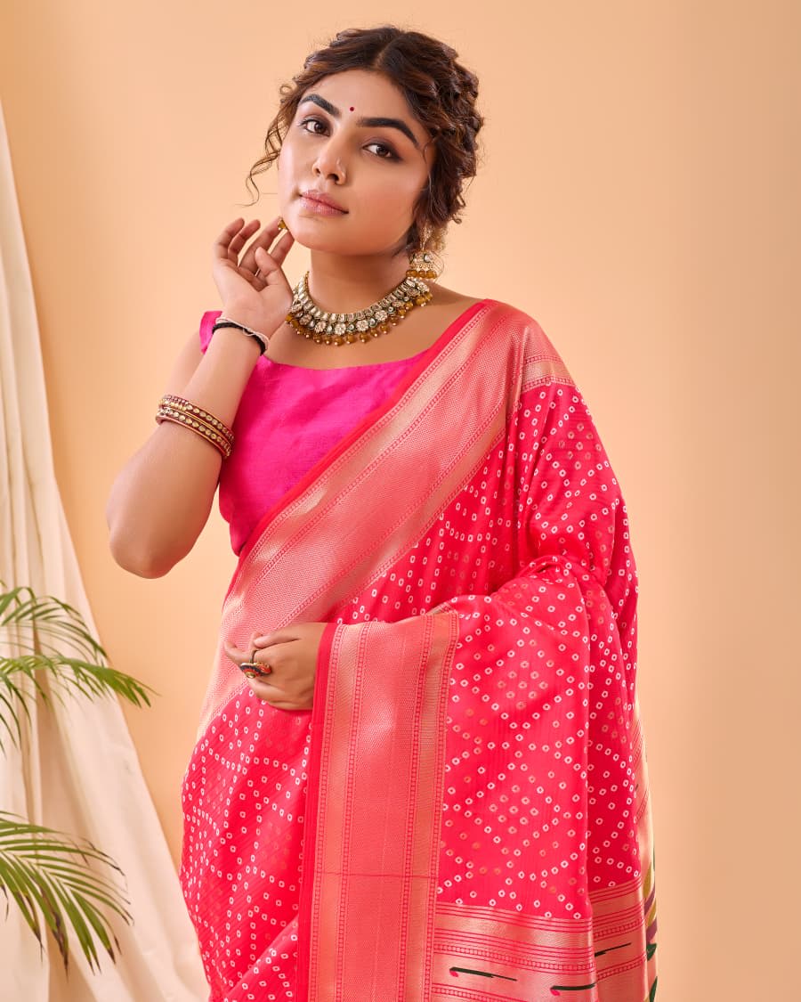 Pure Silk Saree Catalog: Bandhej Paithan - View 3