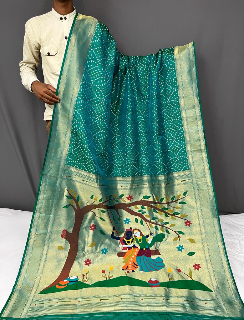 Pure Silk Saree Catalog: Bandhej Paithani - Pure Silk Saree Online India - Buy at ₹1850 - Image 1