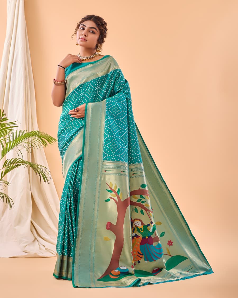 Pure Silk Saree Catalog: Bandhej Paithani - View 2