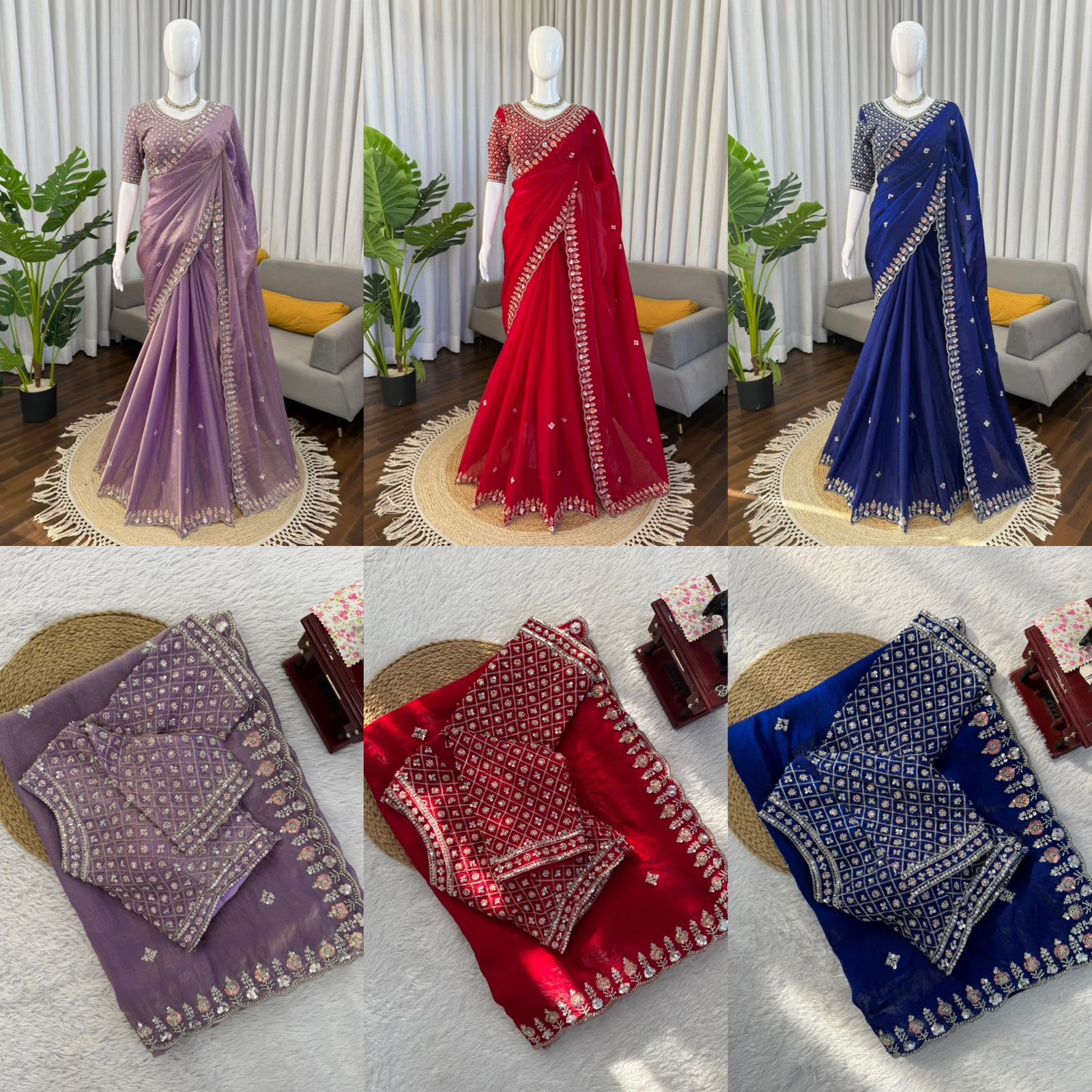 Designer Fendy Silk Saree with Beads Work – Elegance Redefined - View 6