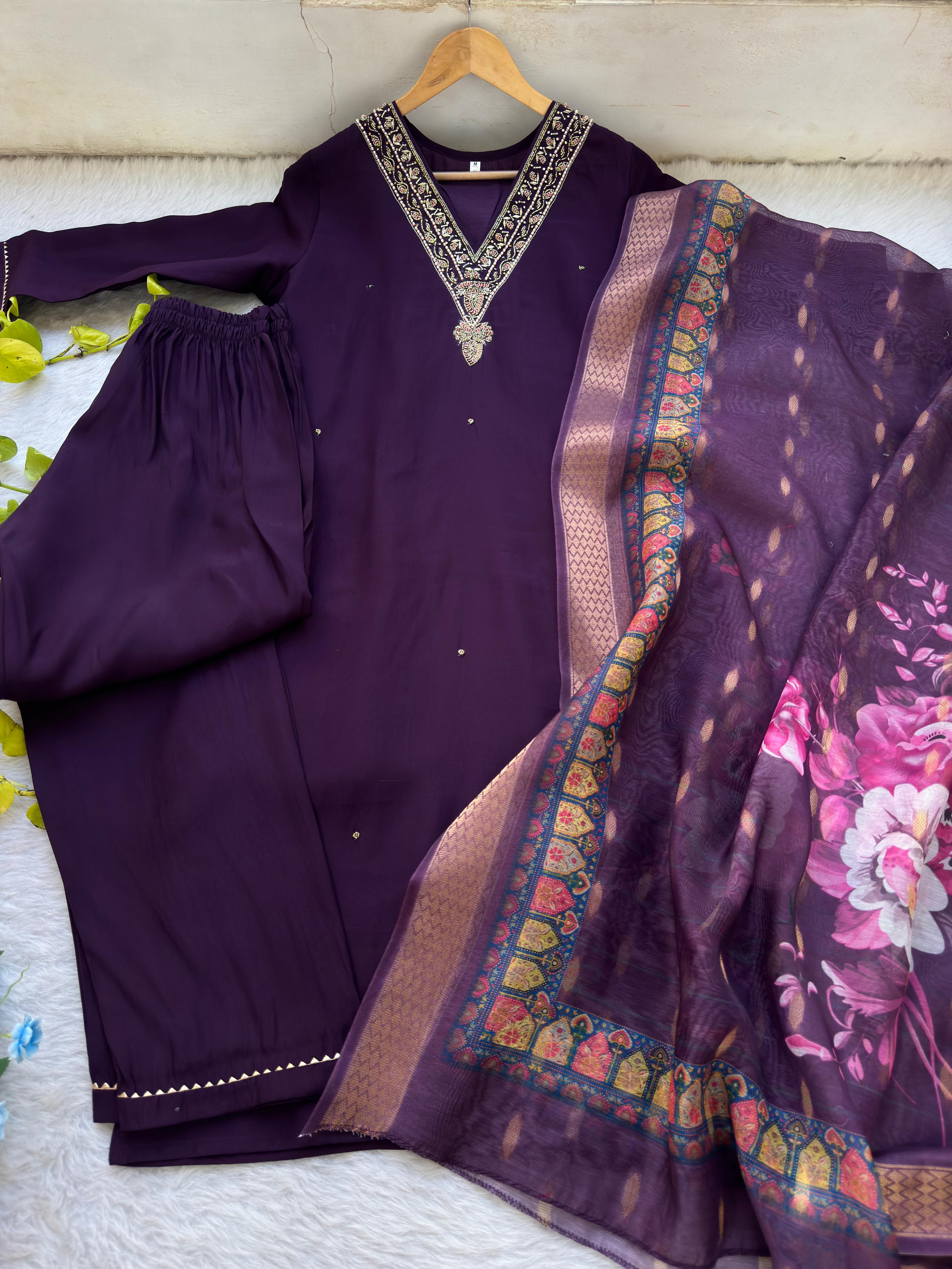 Designer Kurti Pant Dupatta 3-Piece Set - View 3