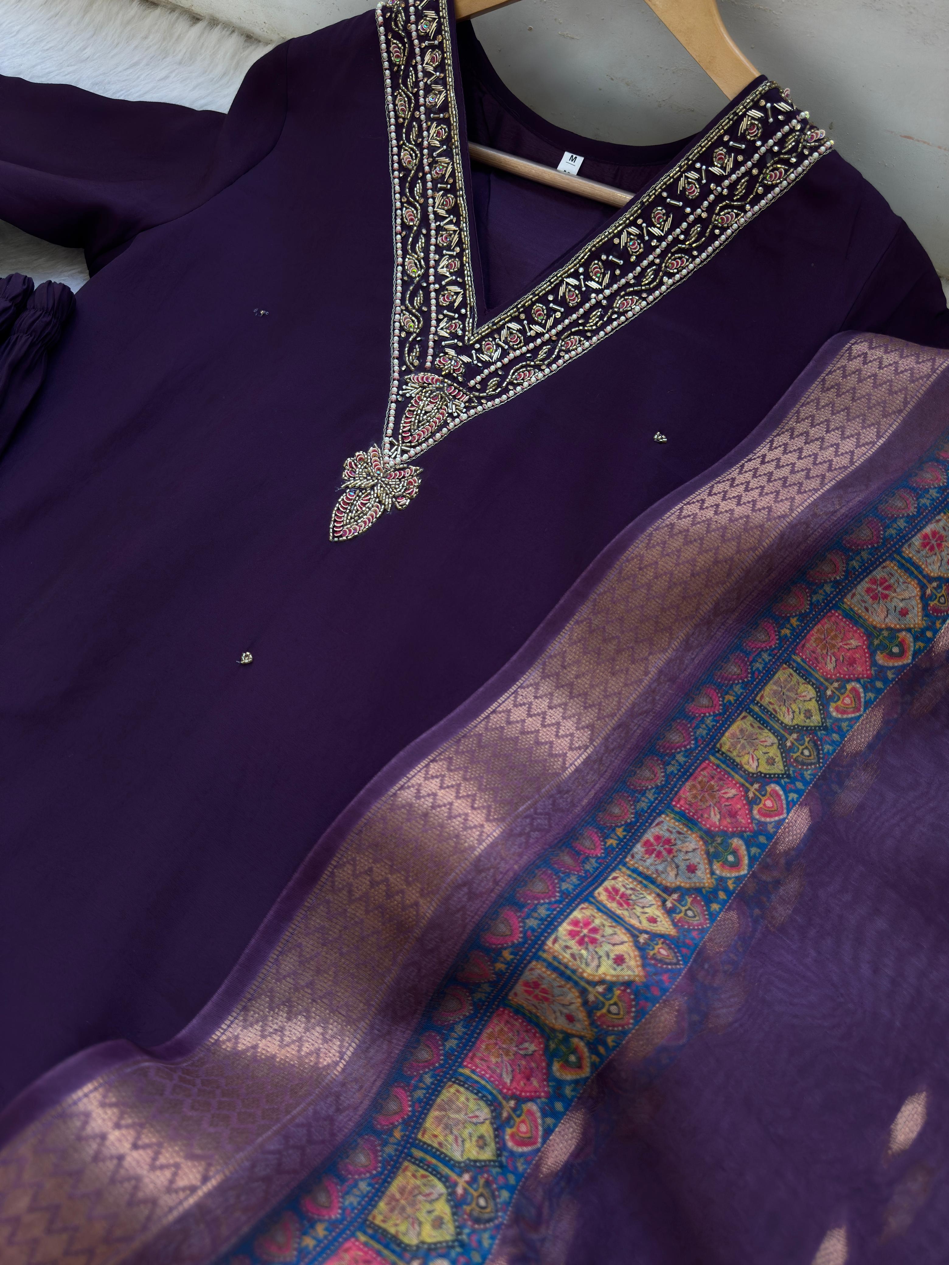 Designer Kurti Pant Dupatta 3-Piece Set - View 4