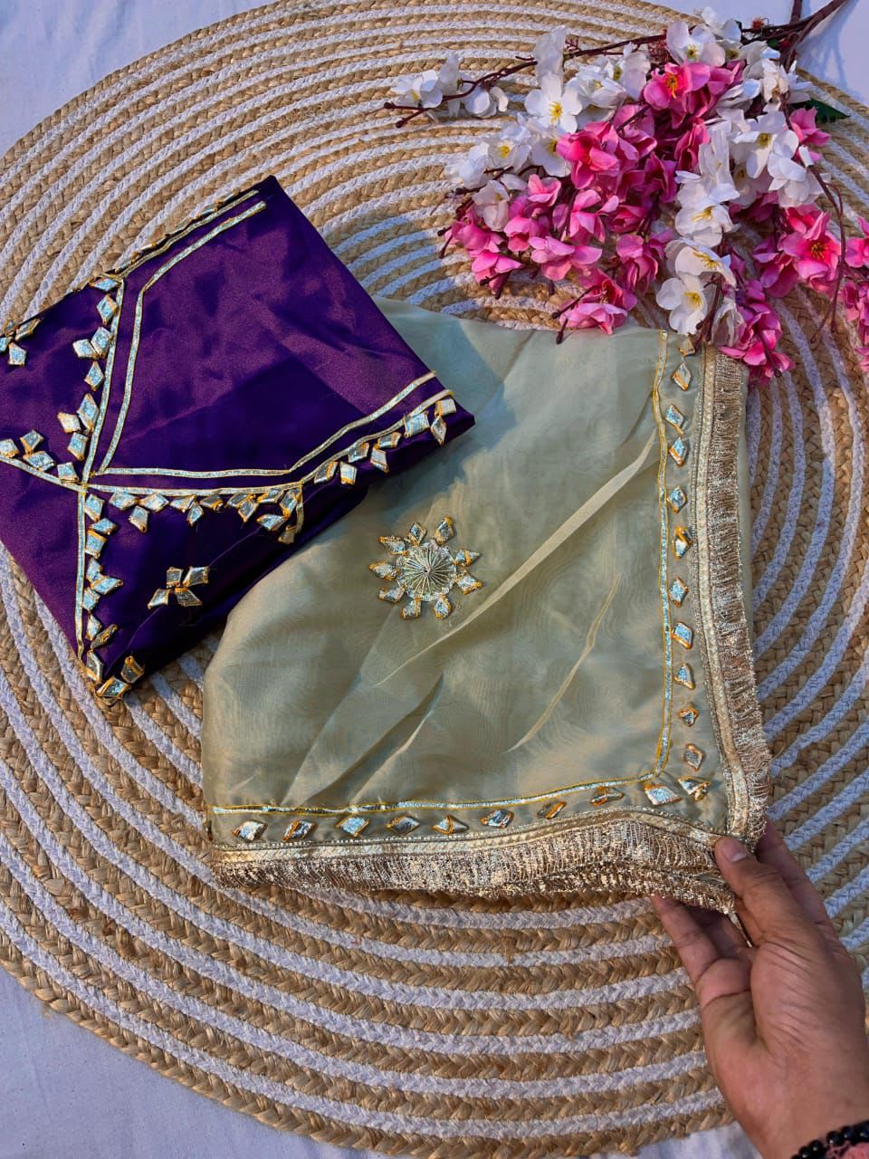 Semi Star Georgette Saree with Kacchi Gotapatti Work - View 2