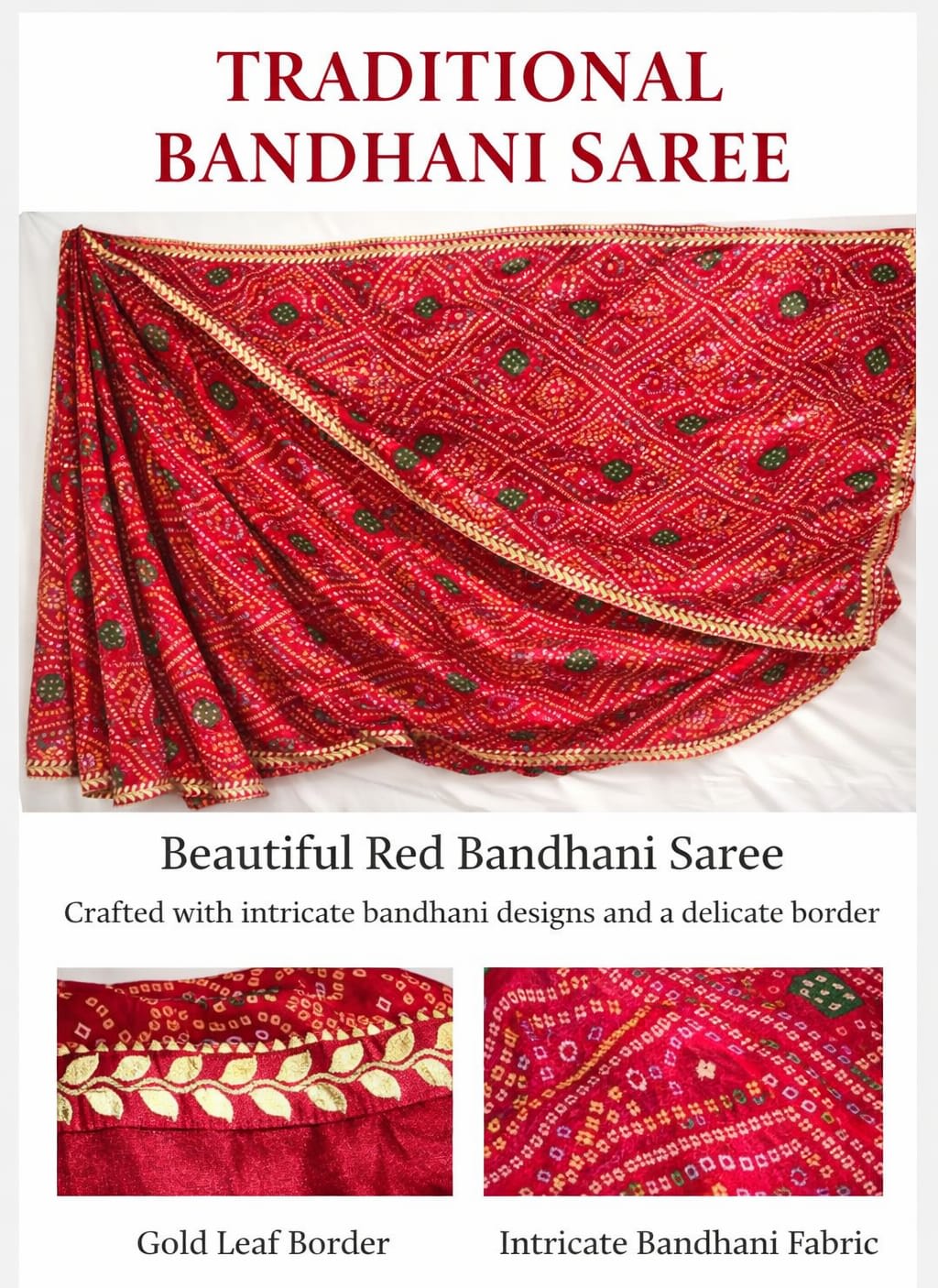 Jaipur Bandhani Soft Chiffon Saree - Chiffon Saree Online India - Buy at ₹550 - Image 1