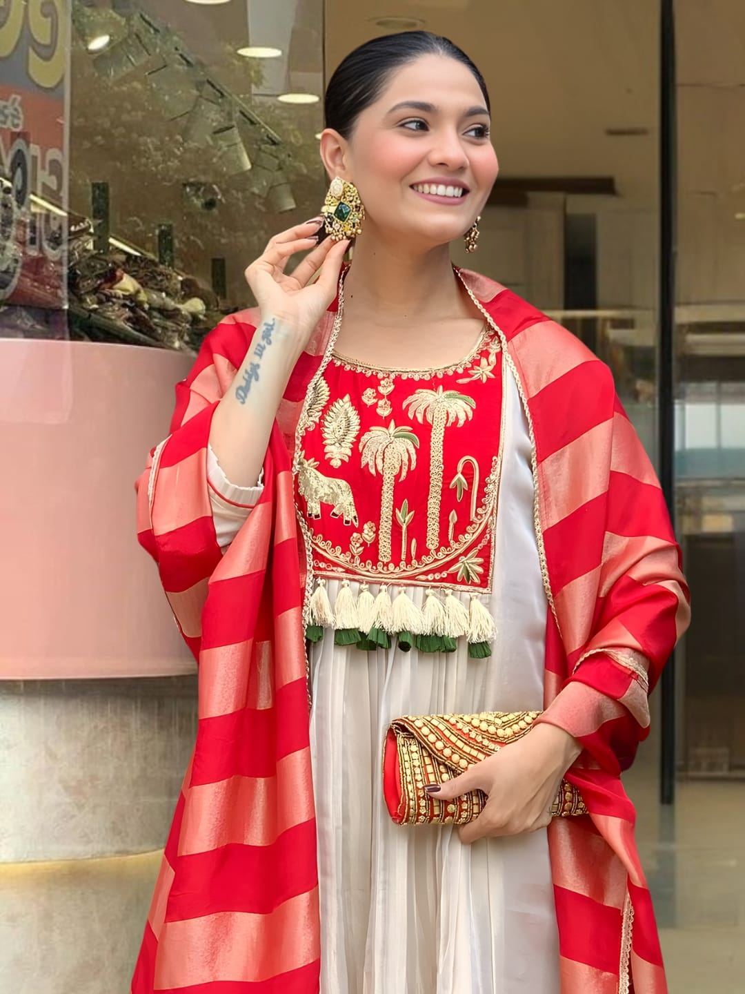 New Launch – Silk Embroidered Flared Kurta Set - View 4