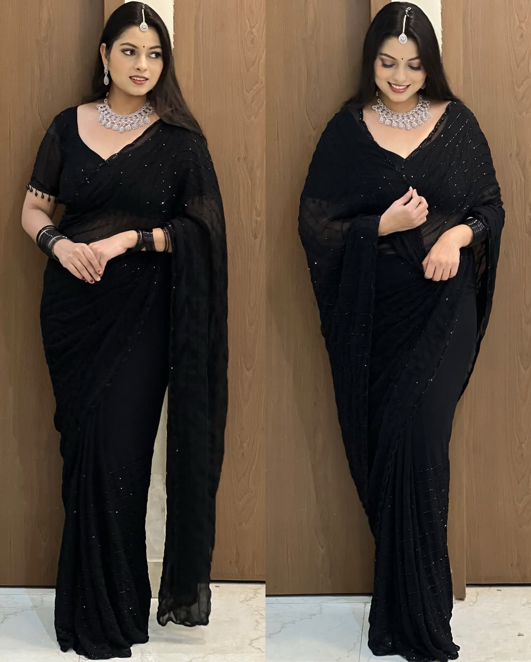 Premium Black Designer Saree - Georgette Saree Online India - Buy at ₹2050 - Image 1