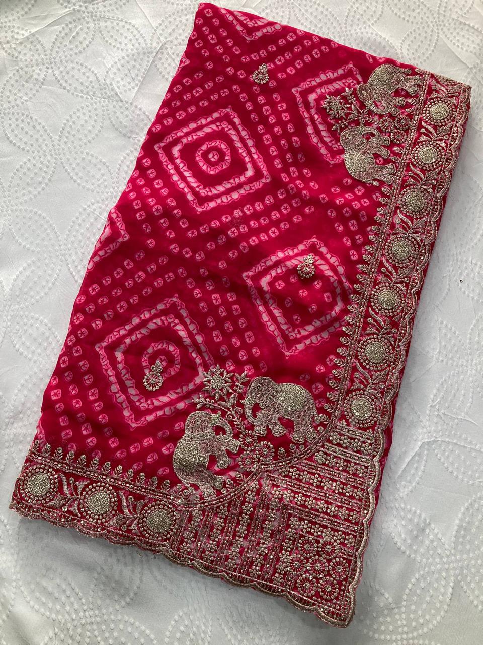 Bandhej Wedding Wear Saree - View 2