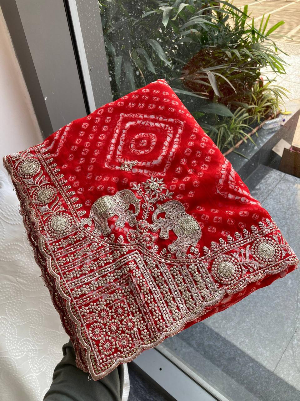 Bandhej Wedding Wear Saree - Georgette Saree Online India - Buy at ₹1599 - Image 1