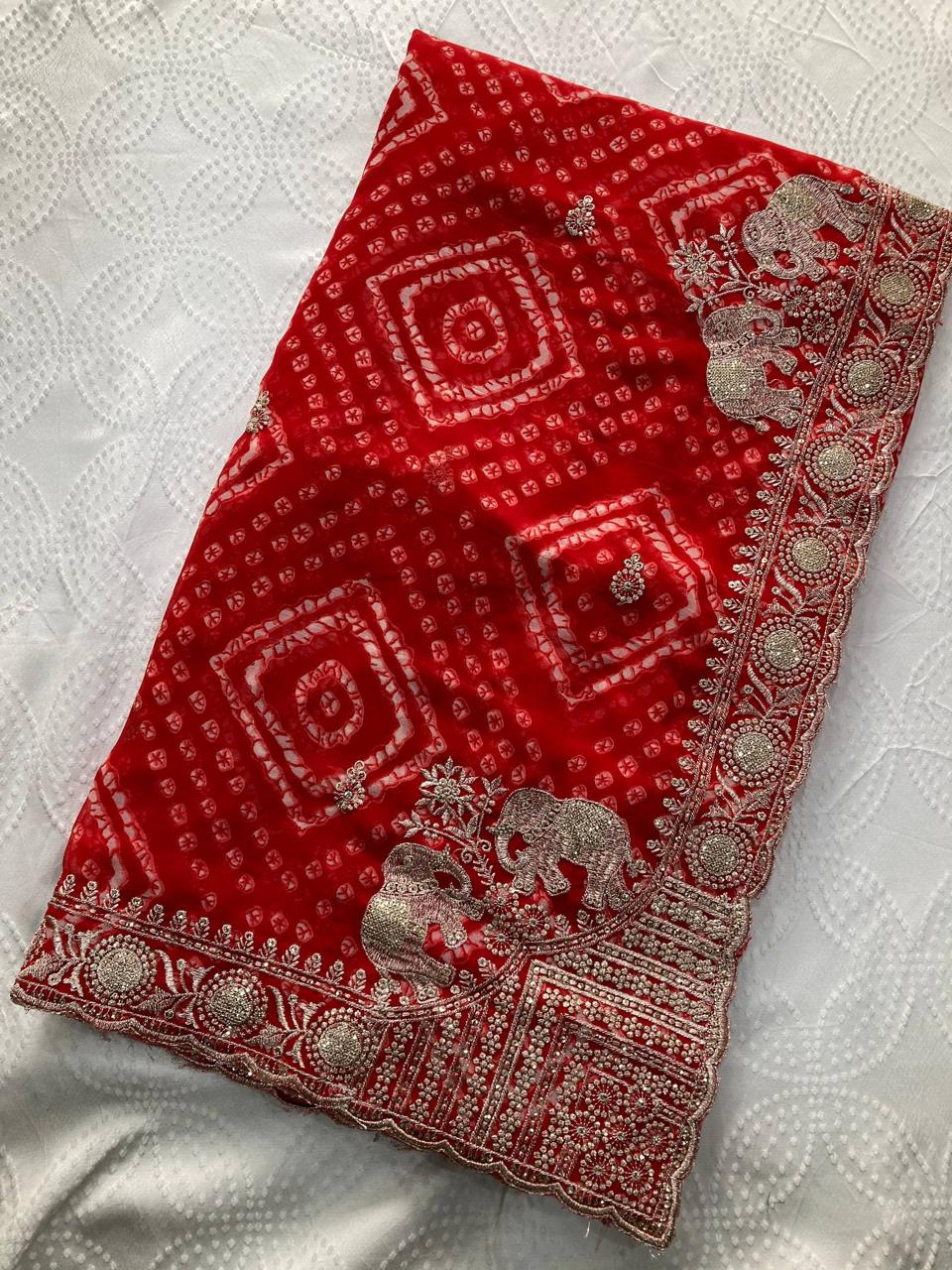 Bandhej Wedding Wear Saree - View 2