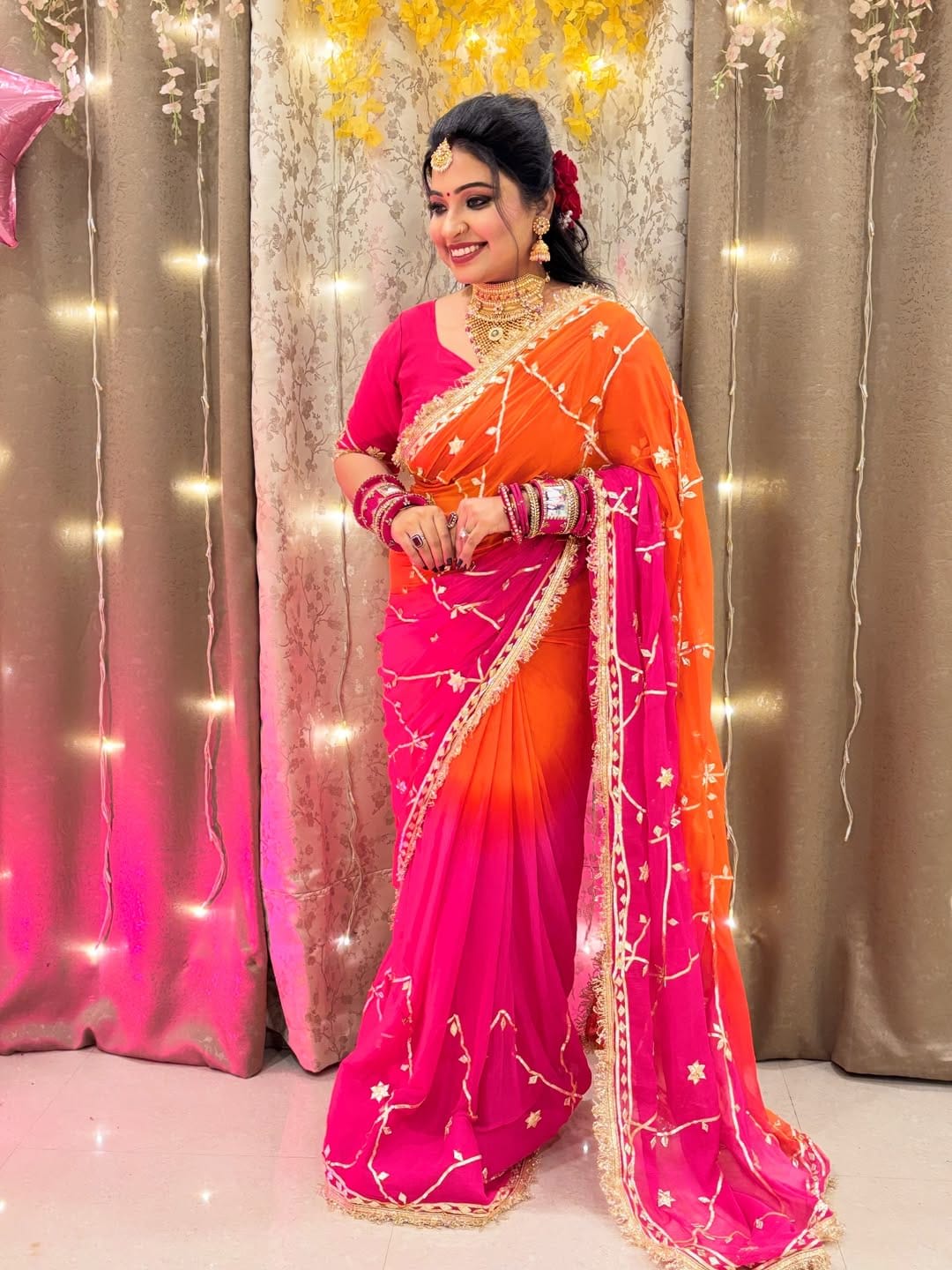 Most Viral & Trending Hand Charkhi Gotta Work Saree (Code: 1227) - View 2