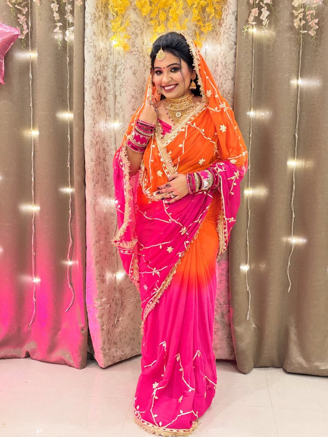 Most Viral & Trending Hand Charkhi Gotta Work Saree (Code: 1227) - View 3