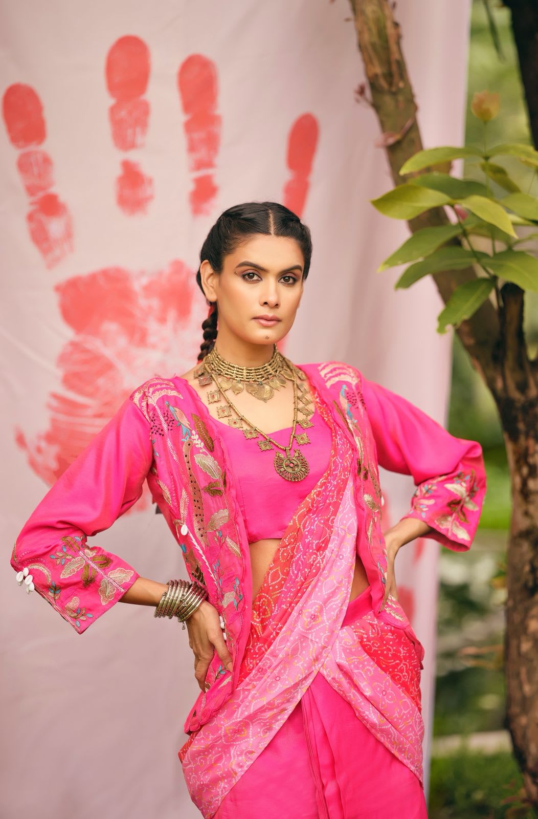 Indo-Western Drape Saree - View 4