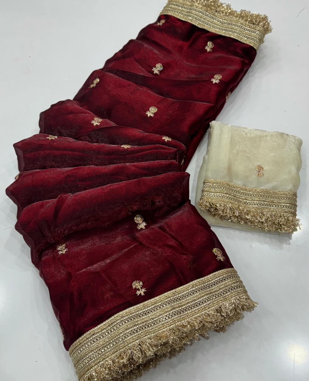 Designer Space Satin Saree - View 3