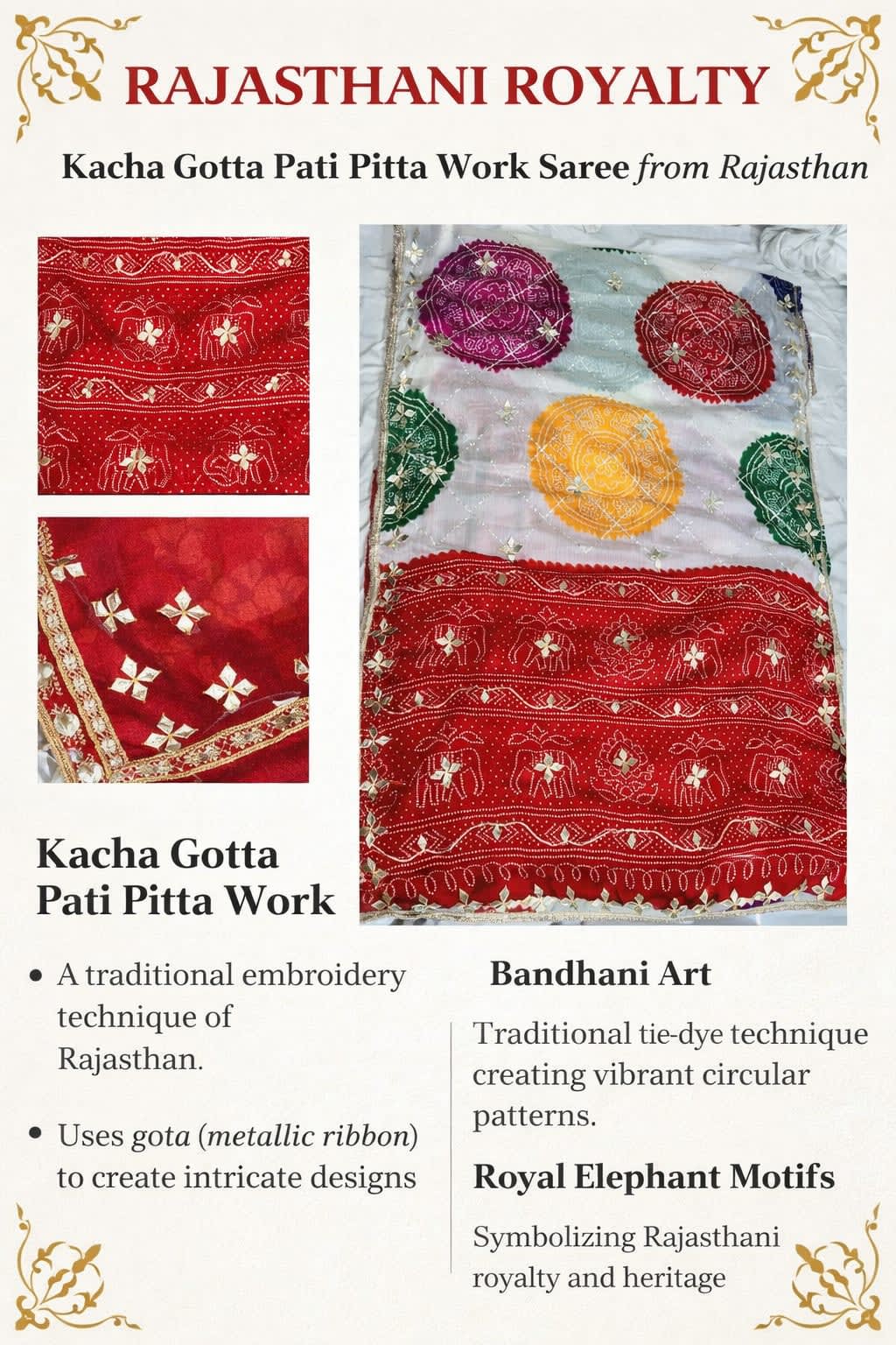 Kacha Gotta Patti Pitta Work Saree - Chiffon Saree Online India - Buy at ₹1750 - Image 1