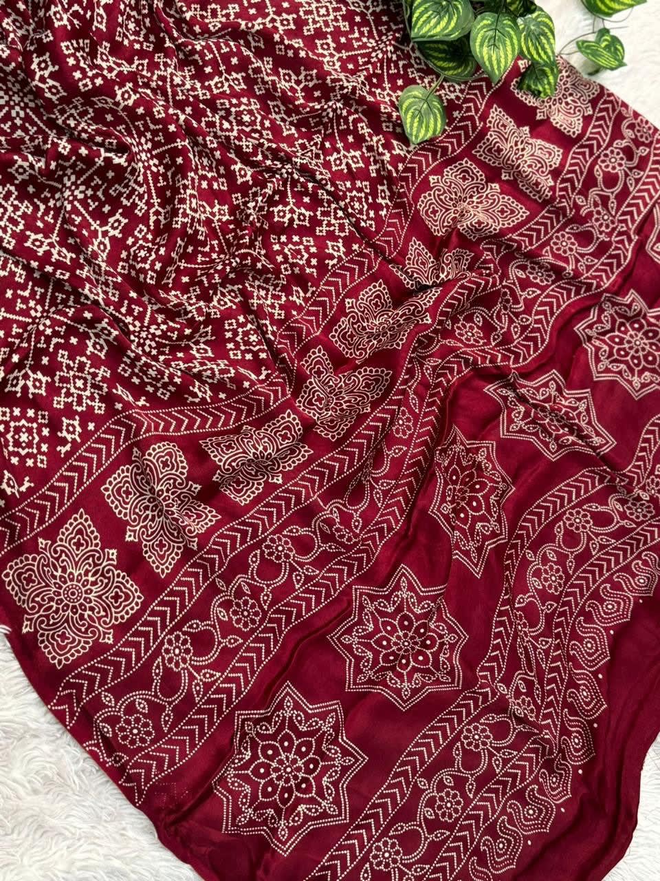 New Ajrakh Gajji Crepe Silk Saree - View 4