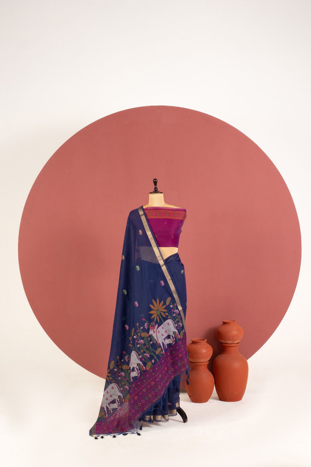 Premium Muga Cotton Pichwai Weaving Saree - Muga Cotton Saree Online India - Buy at ₹1799 - Image 1