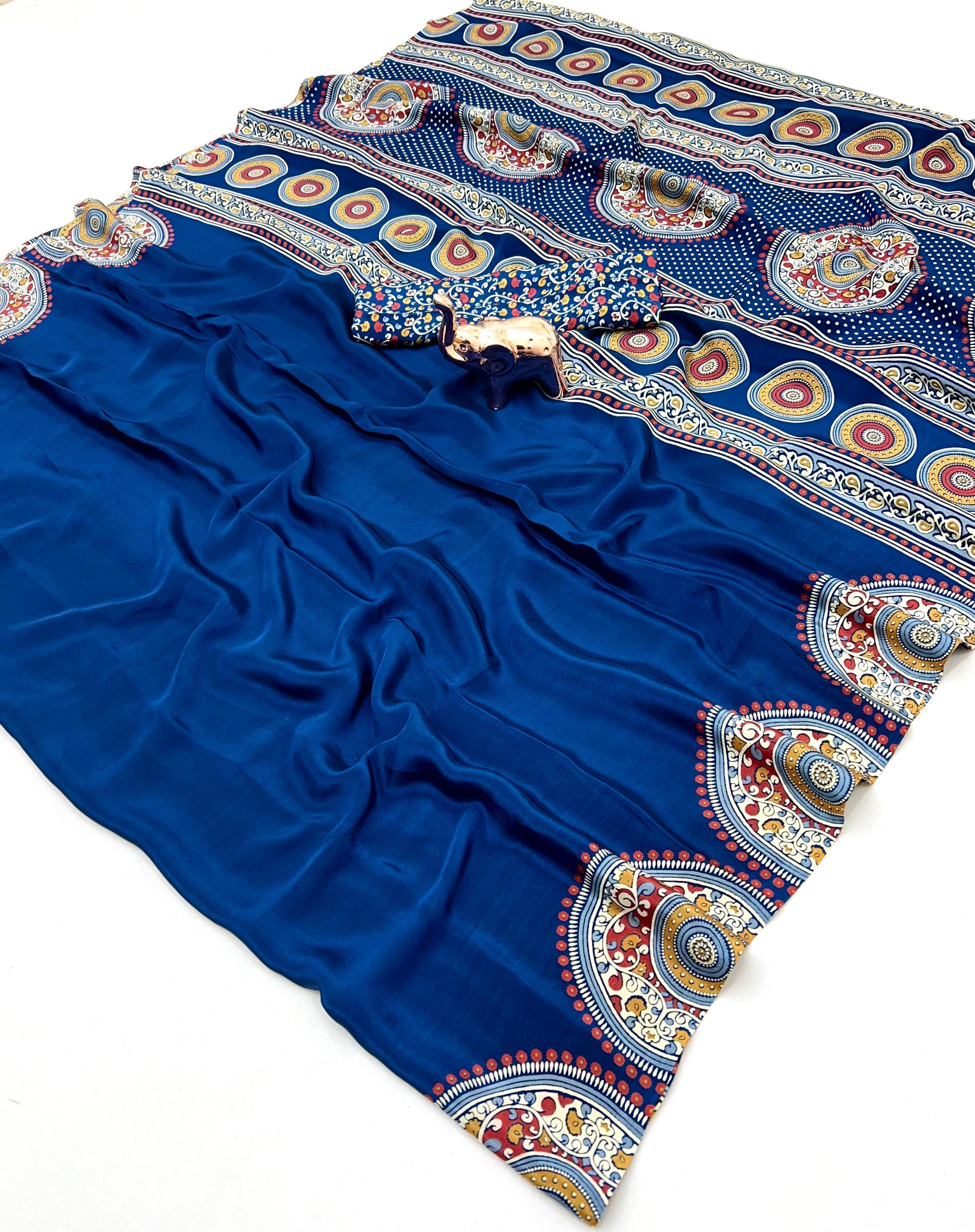 New Arrival – Kriyu Ajrakh Gajji Modal Silk Saree - Lagdi Gajji Crepe Soft Modal Silk Saree Online India - Buy at ₹1099 - Image 1
