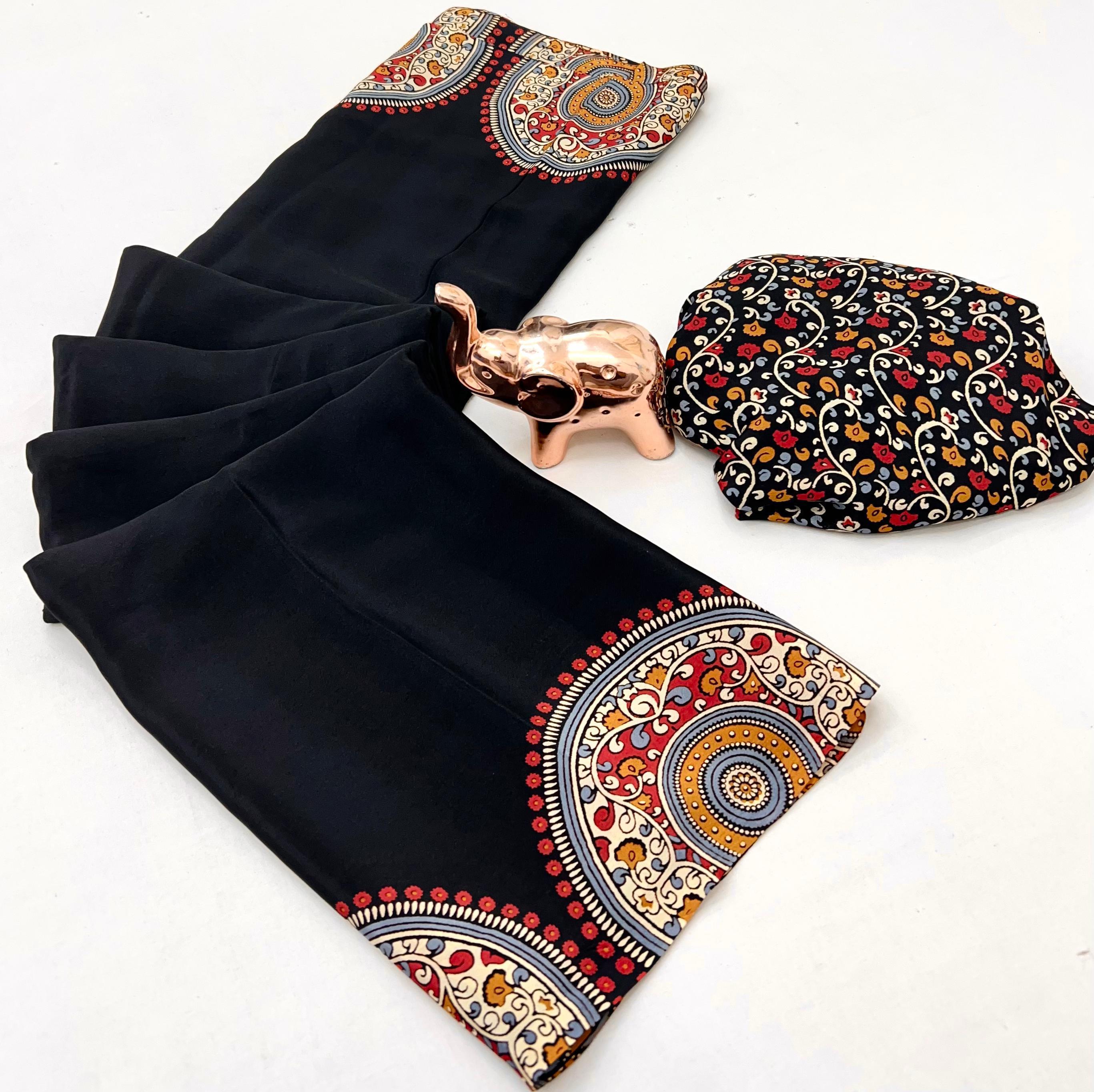 New Arrival – Kriyu Ajrakh Gajji Modal Silk Saree - View 2