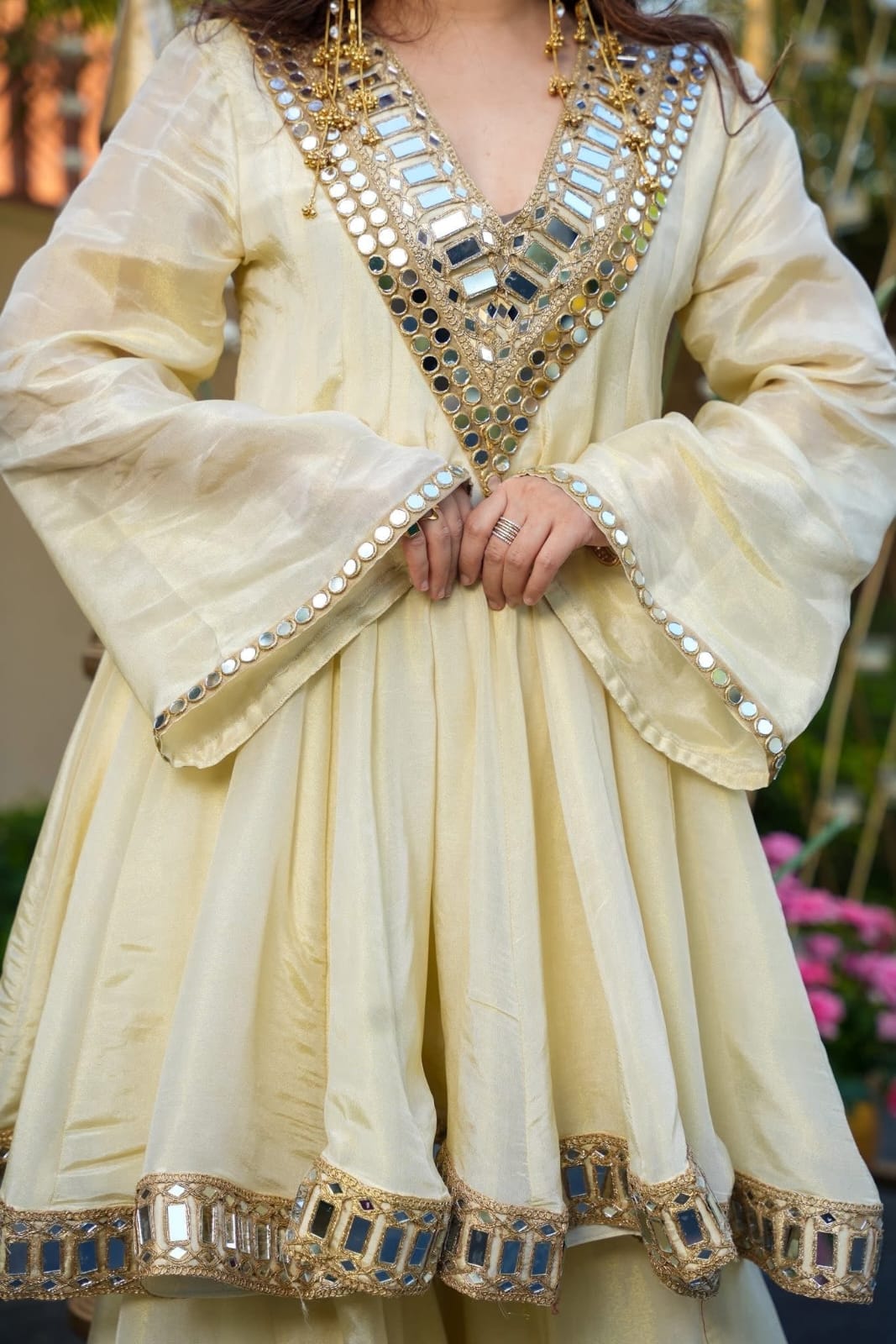 Aliya Cut Kediya Style Mirror Work Plazzo Set - View 2