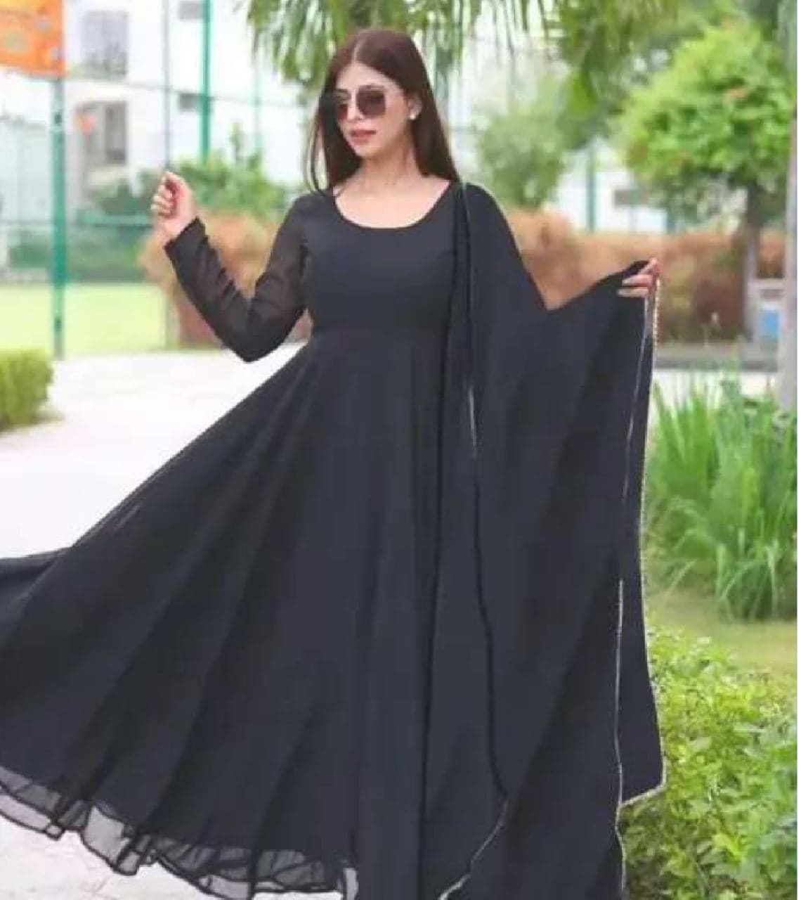 Designer Georgette Gown with Dupatta - View 2