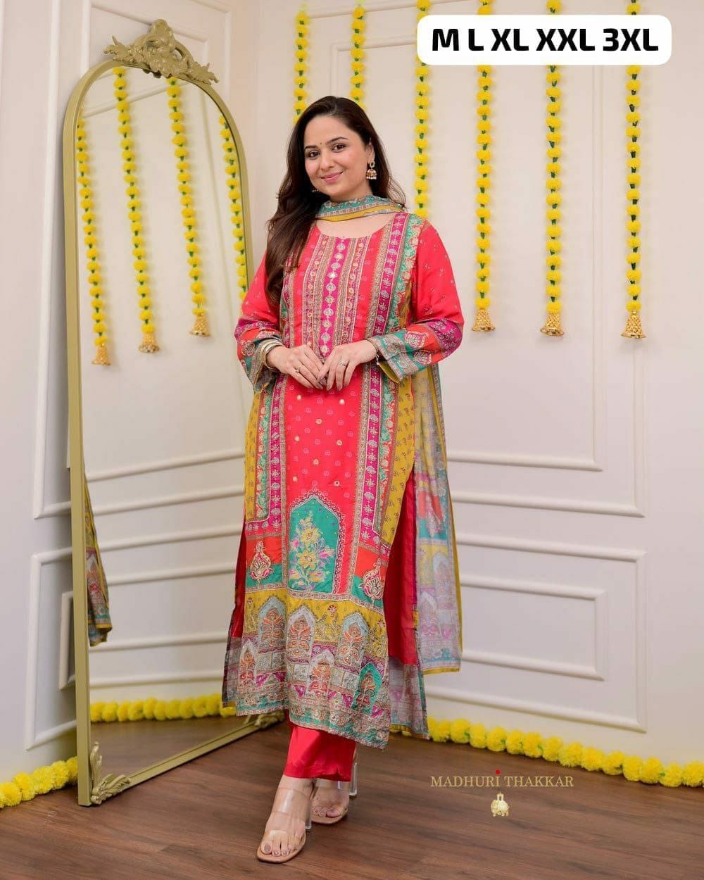 Pakistani Style Muslin Suit Set with Designer Dupatta - Muslin Saree Online India - Buy at ₹1400 - Image 1