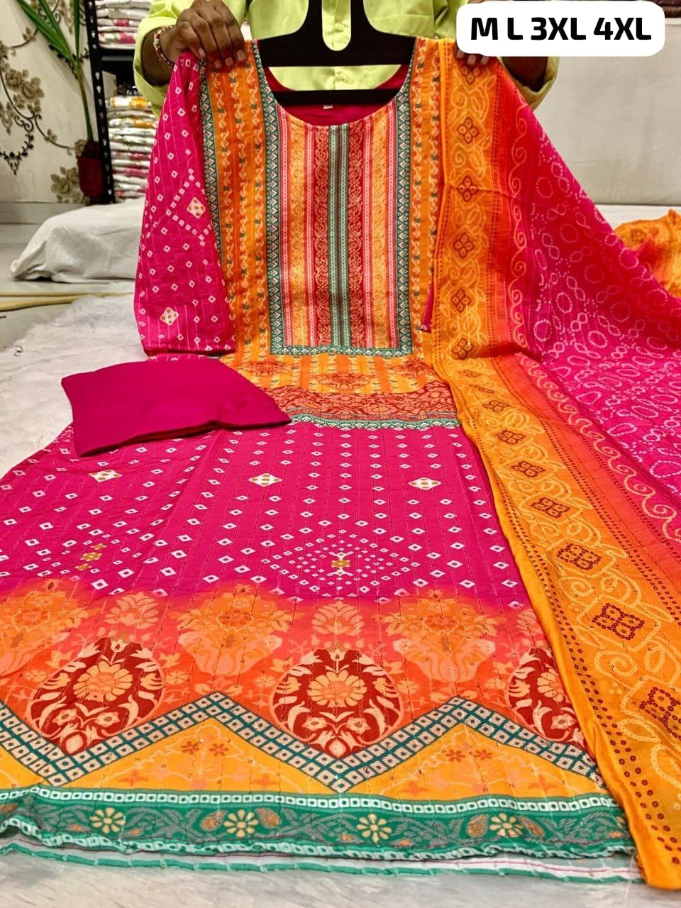 Pakistani Style Muslin Suit Set with Designer Dupatta - View 2