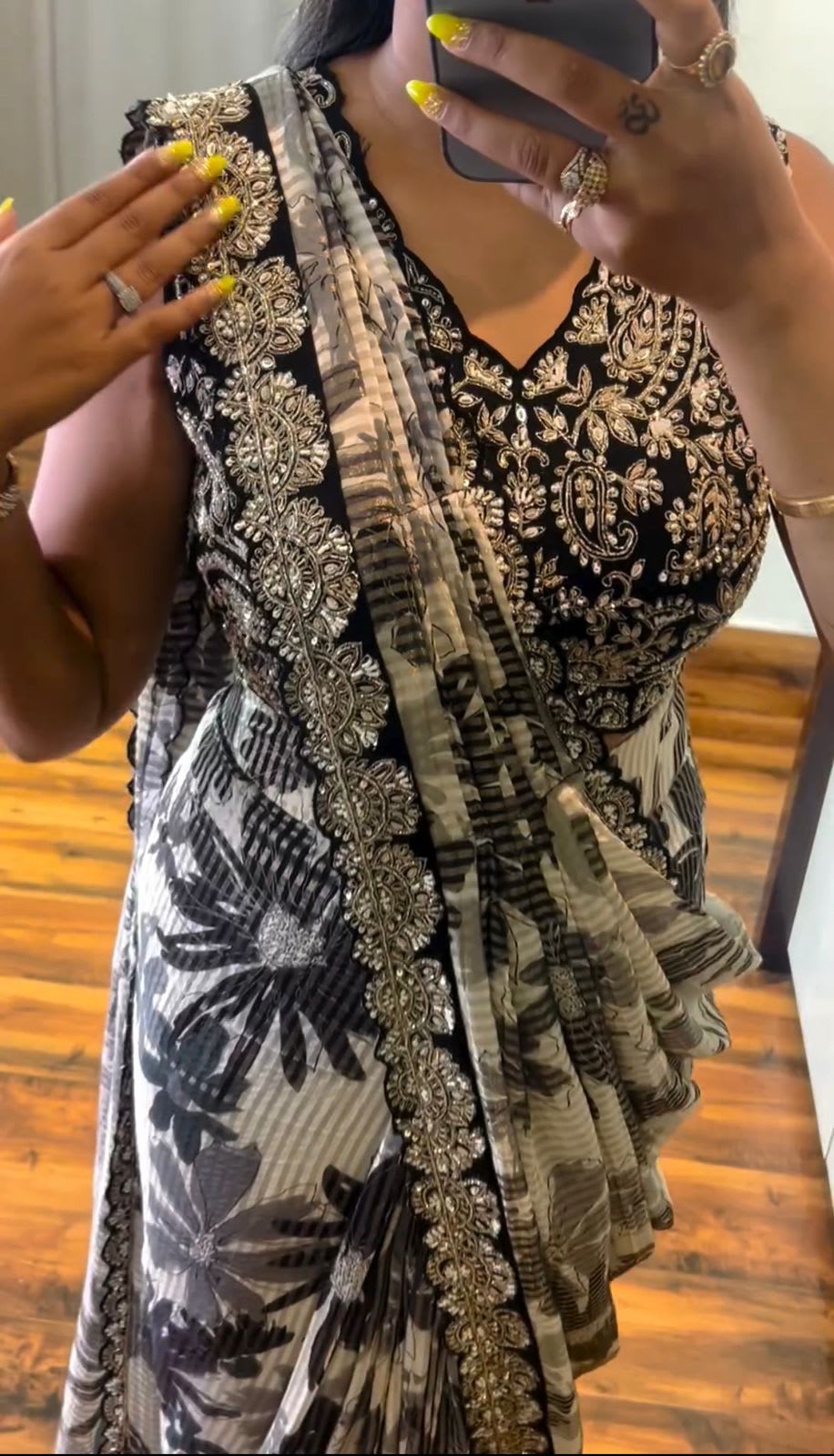 Trending Embroidery Cording Ready-to-Wear Saree - View 4