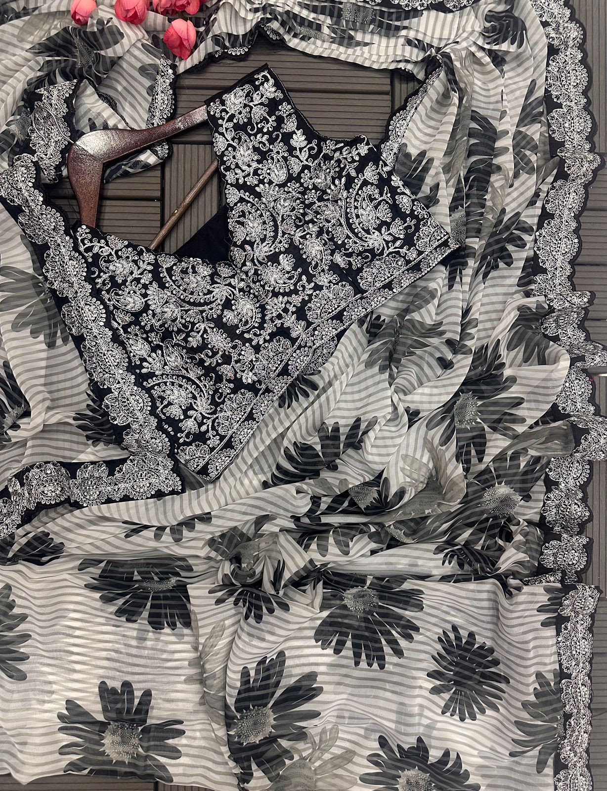 Trending Embroidery Cording Ready-to-Wear Saree - View 3