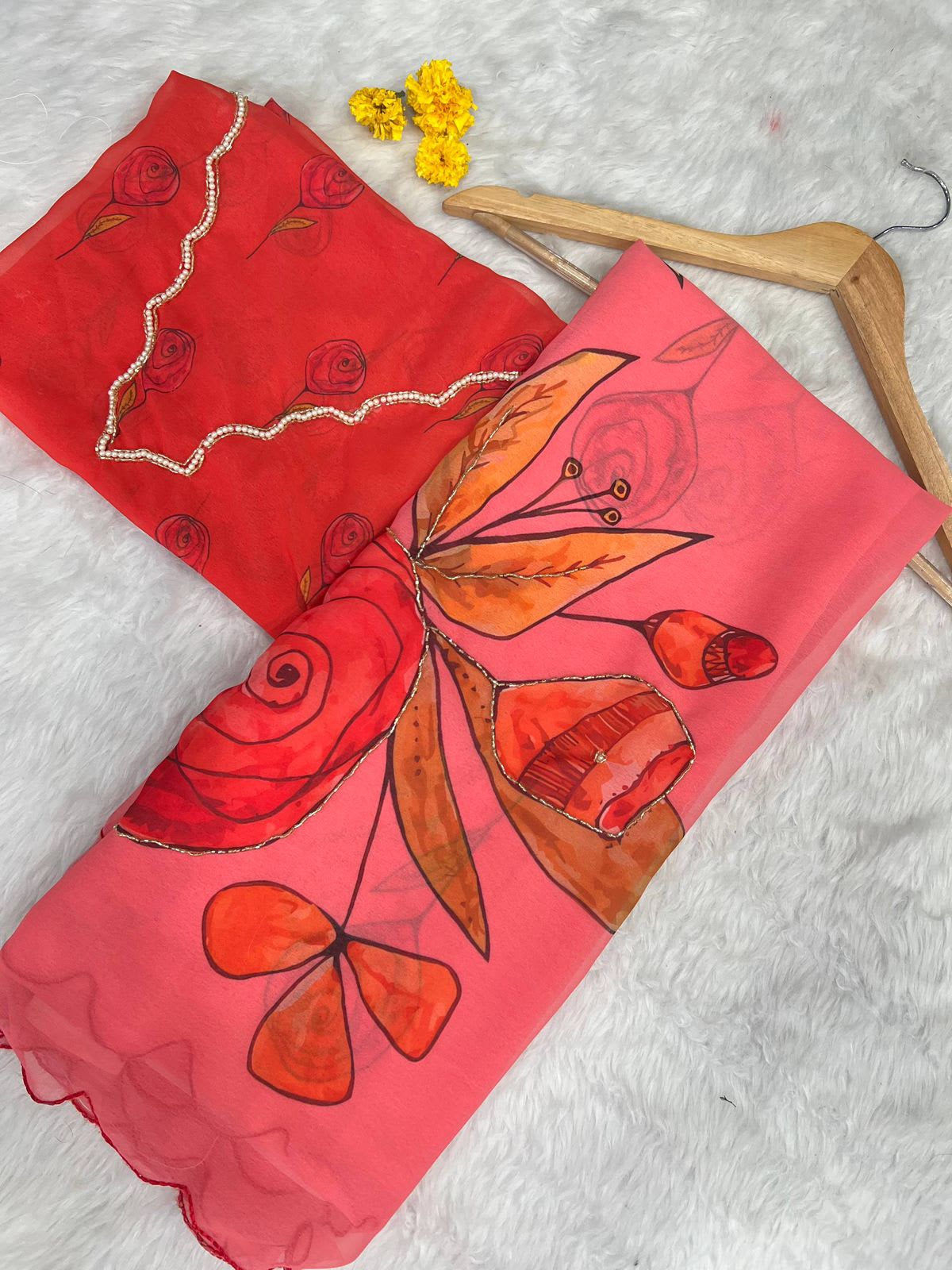 Soft Pure Georgette Handwork Saree - Georgette Saree Online India - Buy at ₹1299 - Image 1