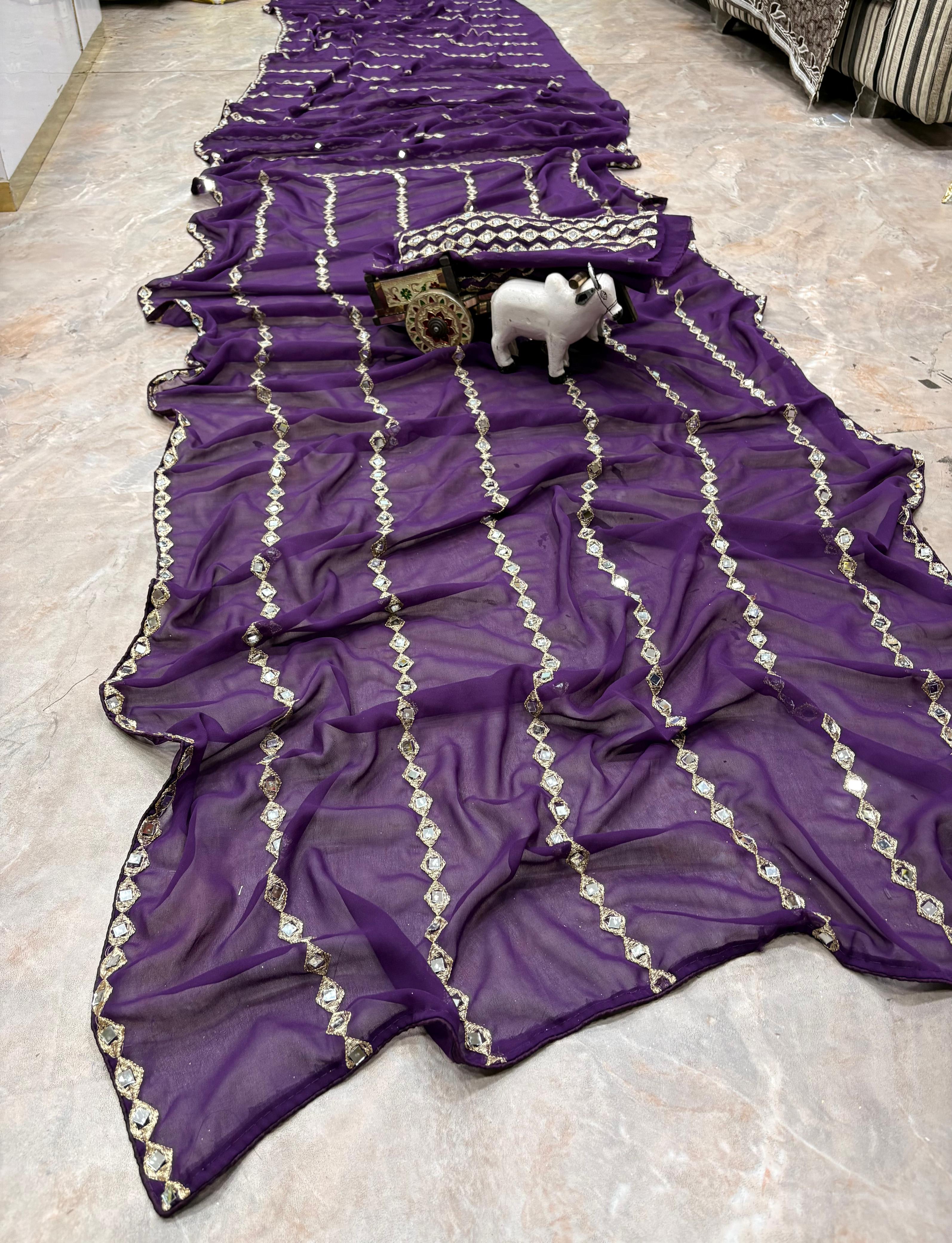 Designer Real Mirror Work Saree - View 3