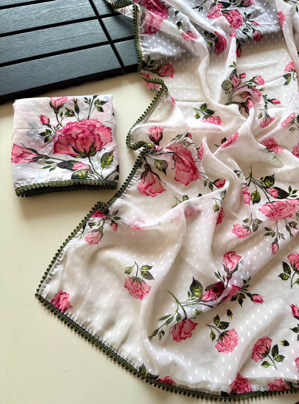 Soft Georgette Jacquard Butti Saree – New Fancy Collection - Georgette Saree Online India - Buy at ₹1299 - Image 1