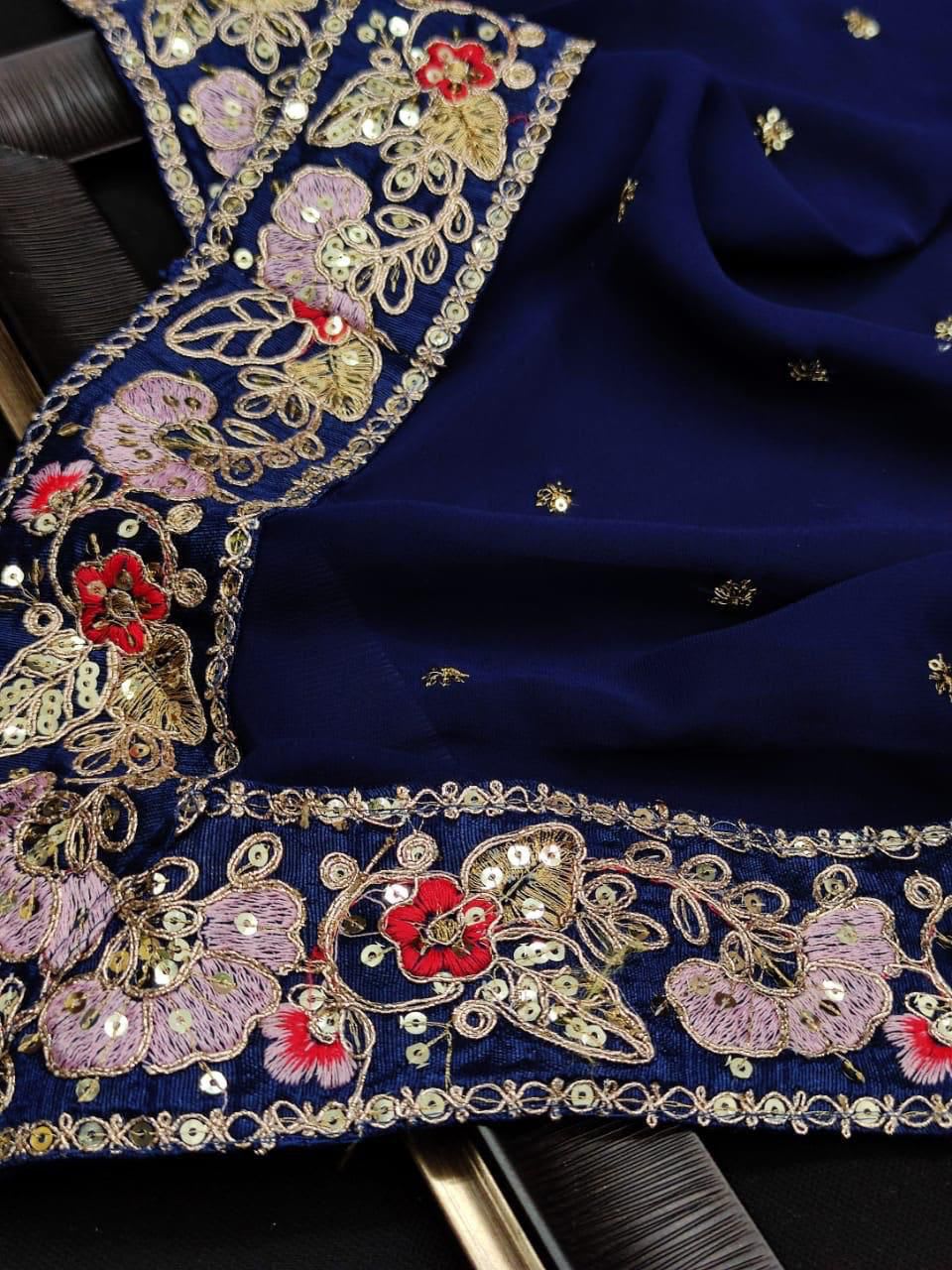 Designer Georgette Embroidered Saree – New Launch - View 3