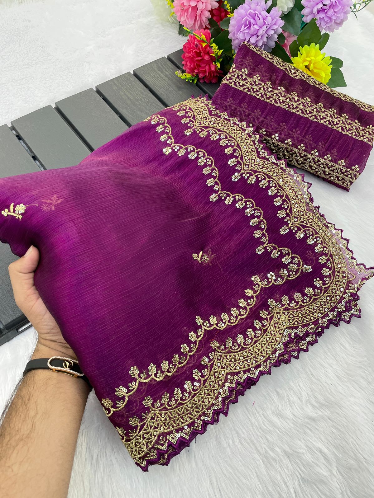 VIRANGA Designer Zimmy Choo Chiffon Saree - View 2