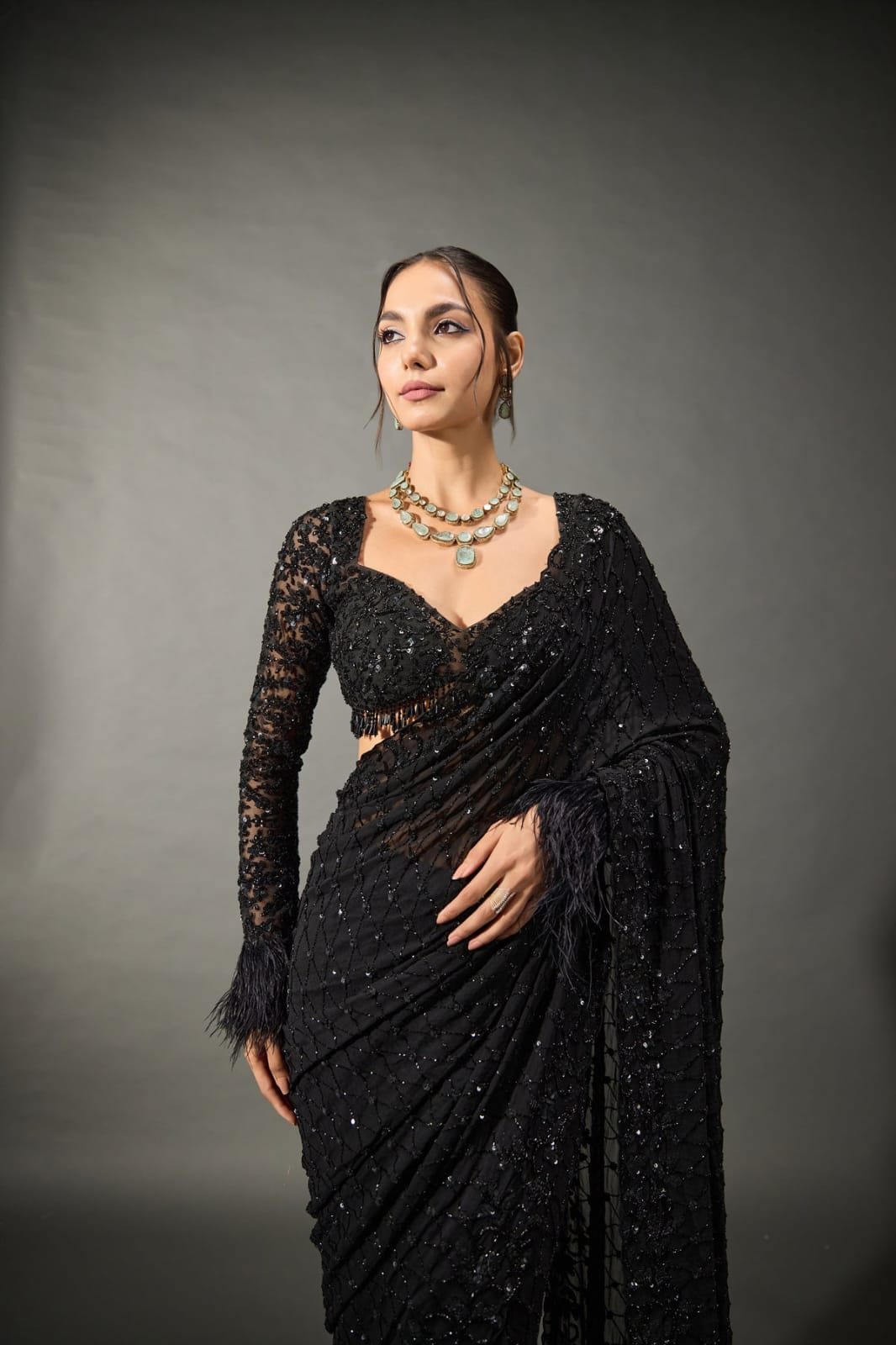 Bollywood Blockbuster Sequins Saree - View 3