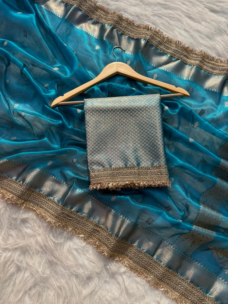 Premium Banarasi Zari Tissue Silk Saree - Banarasi Tissue Silk Saree Online India - Buy at ₹1899 - Image 1