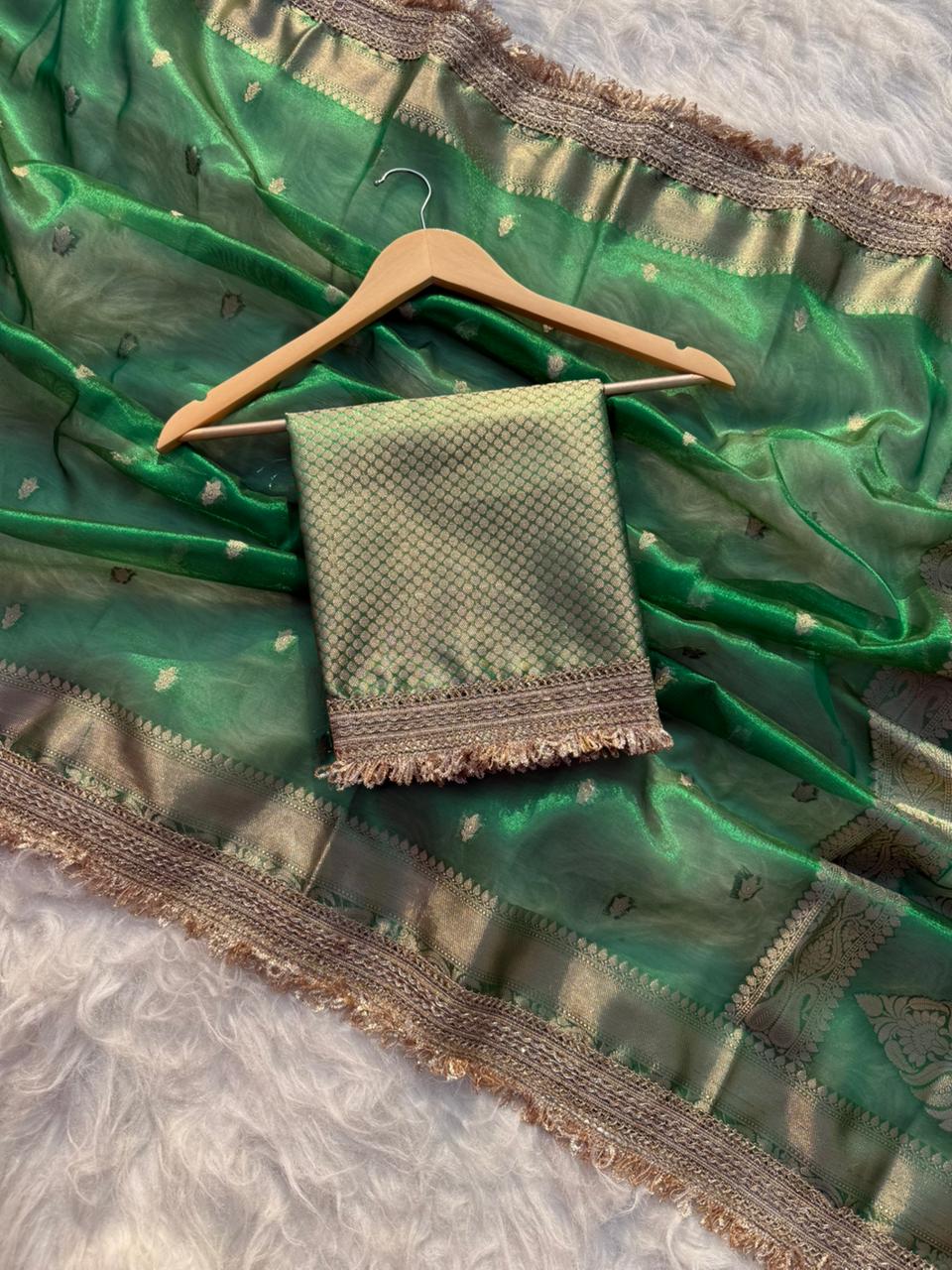 Premium Banarasi Zari Tissue Silk Saree - Banarasi Tissue Silk Saree Online India - Buy at ₹1899 - Image 1