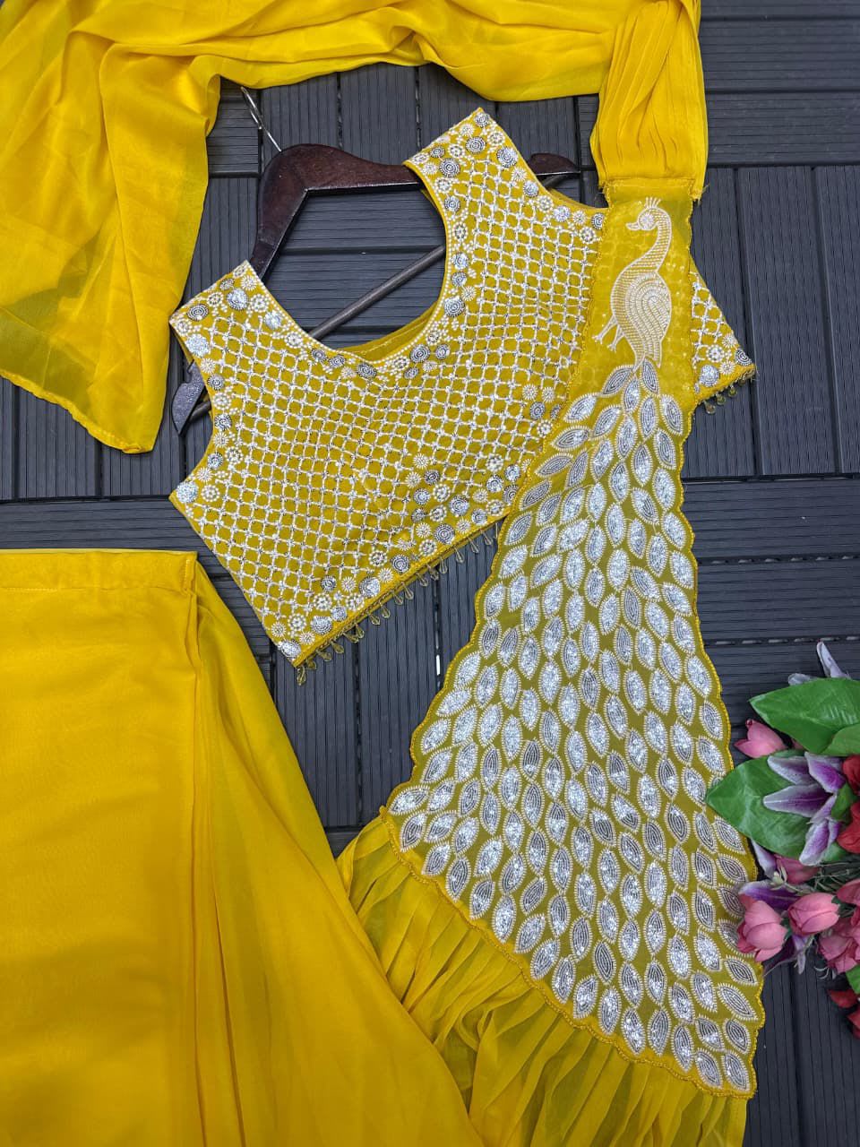 New Super Trending Embroidery Sequence Ready-to-Wear Saree - View 2