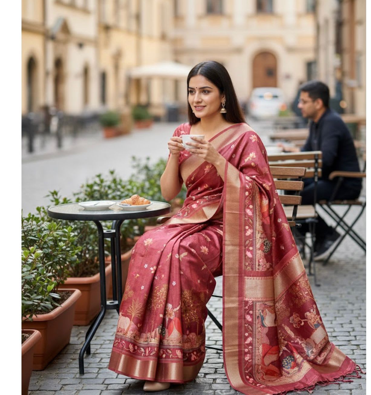 Soft Dola Silk Kalamkari Print Saree - Soft Dola Silk Saree Online India - Buy at ₹1099 - Image 1