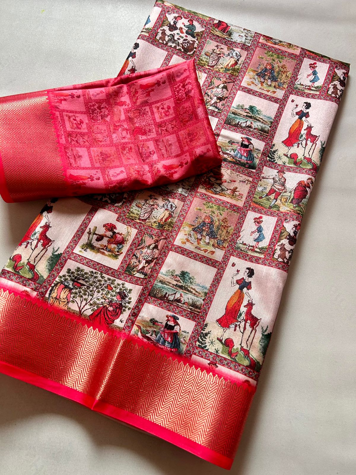 Soft Dola Silk Kalamkari Print Saree - View 2