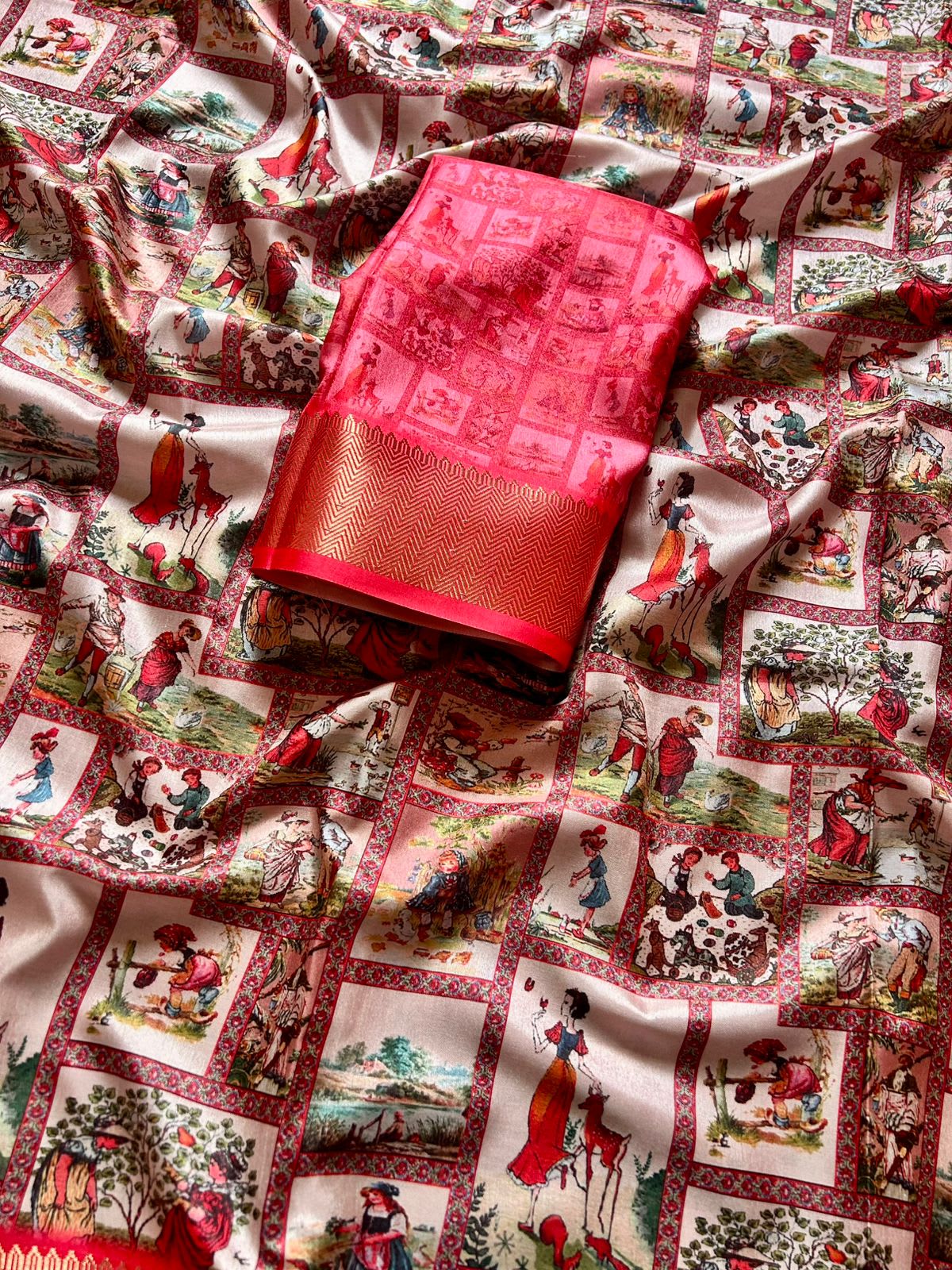 Soft Dola Silk Kalamkari Print Saree - View 3