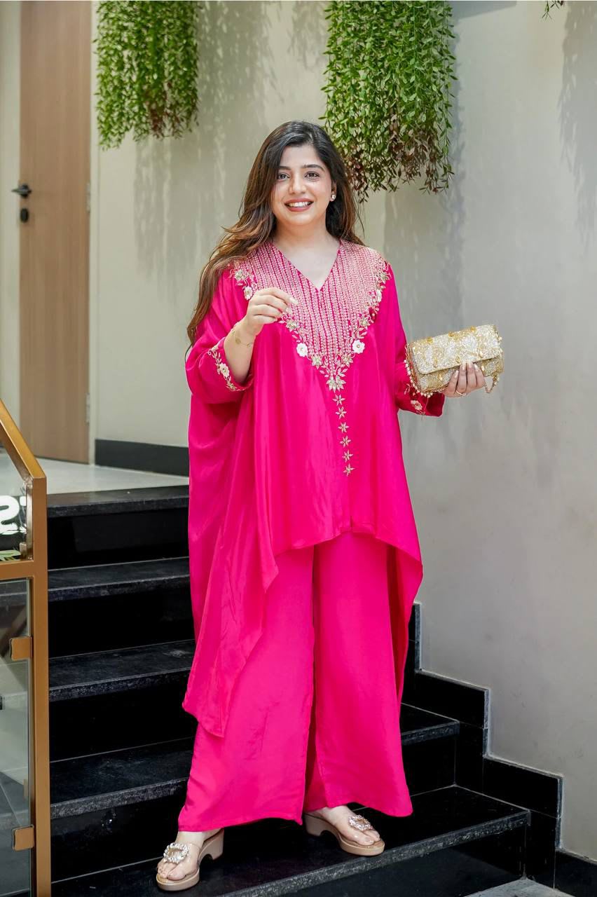 Designer Heavy Chinon Kaftan Cord Set - View 2