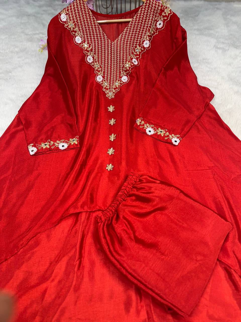 Designer Heavy Chinon Kaftan Cord Set - View 6