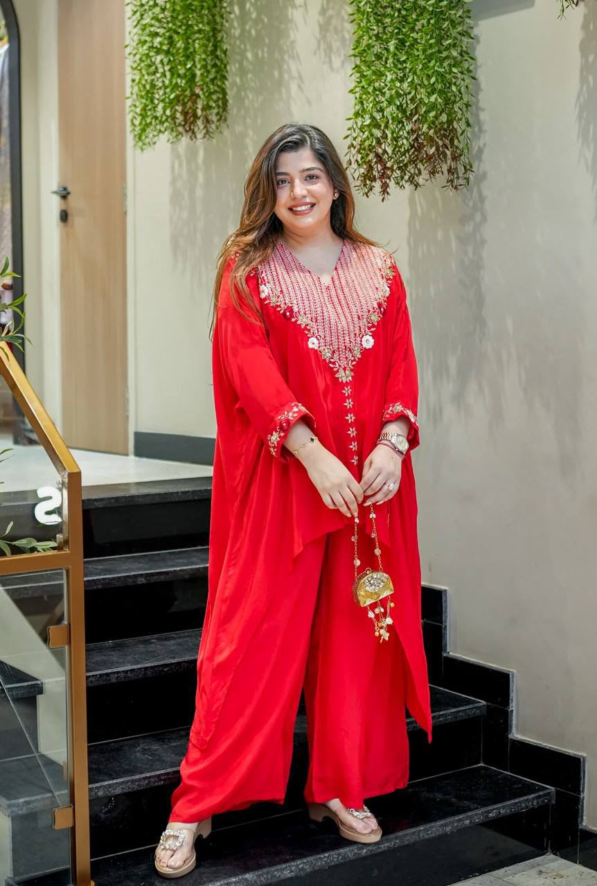 Designer Heavy Chinon Kaftan Cord Set - Chinon Saree Online India - Buy at ₹1550 - Image 1